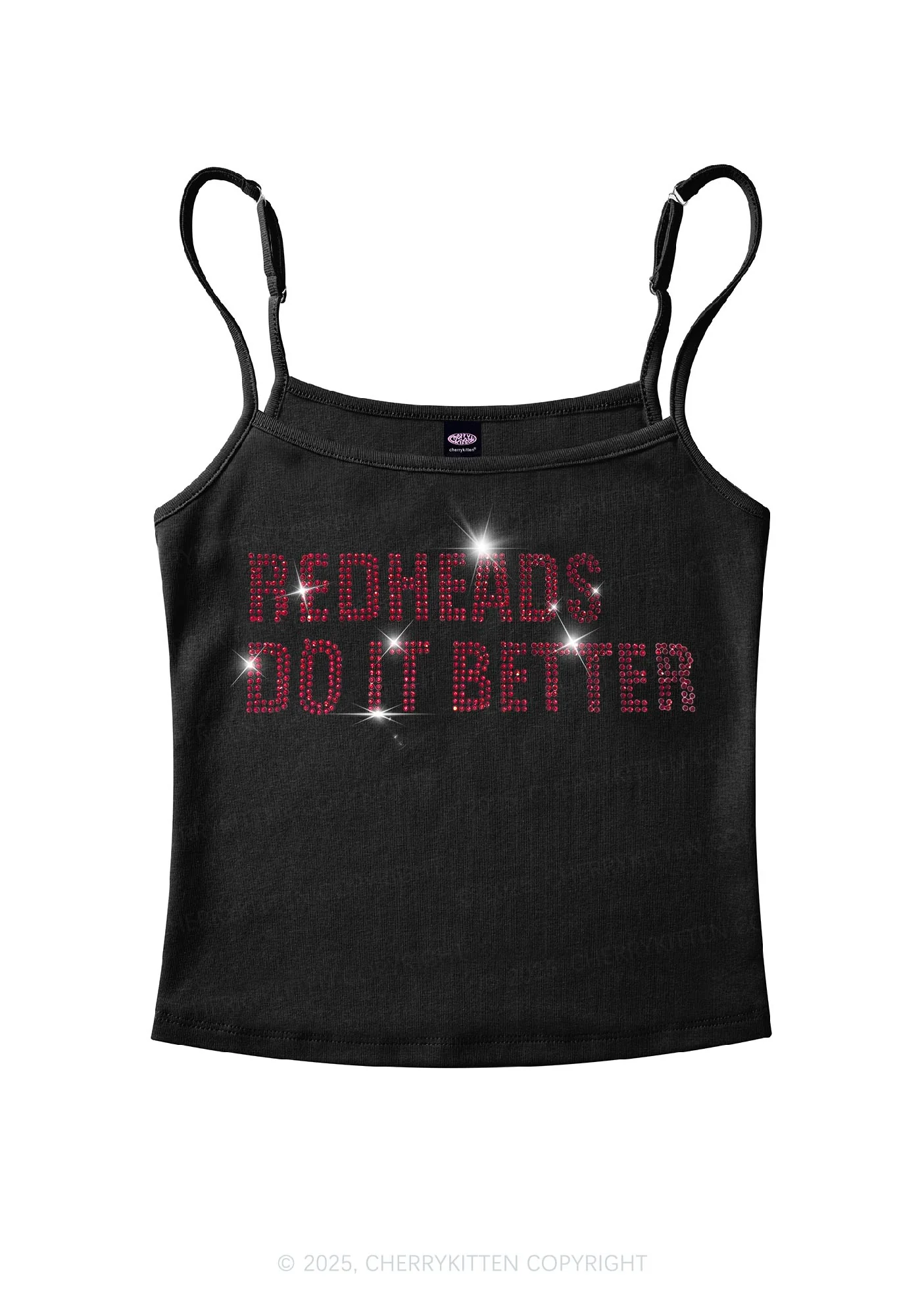 Rhinestone Redheads Do It Better Y2K Spaghetti Strap Cami Cherrykitten - Image 4