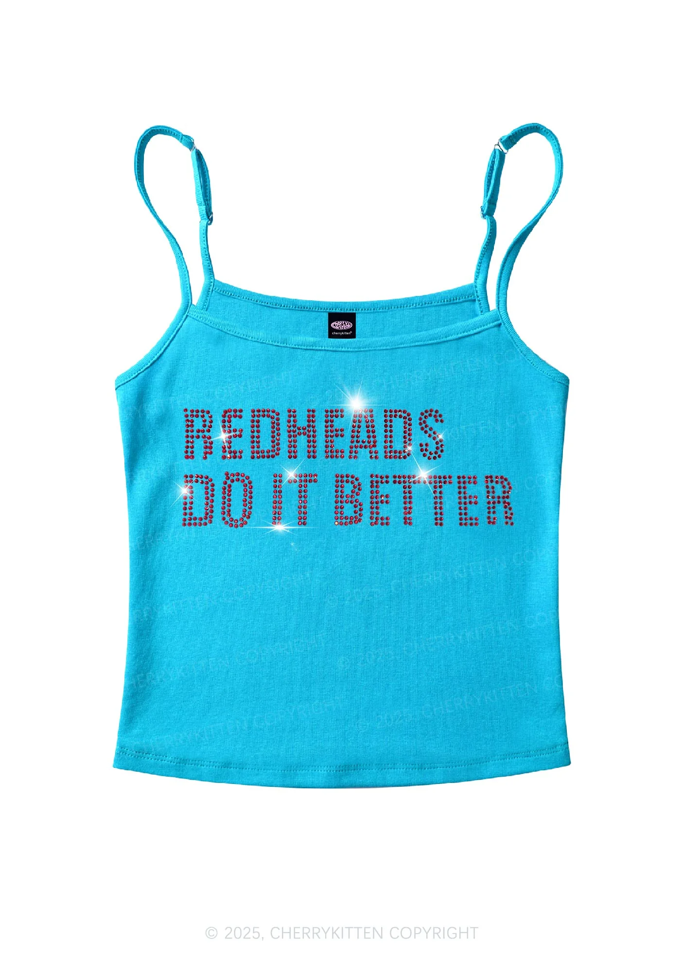 Rhinestone Redheads Do It Better Y2K Spaghetti Strap Cami Cherrykitten - Image 5