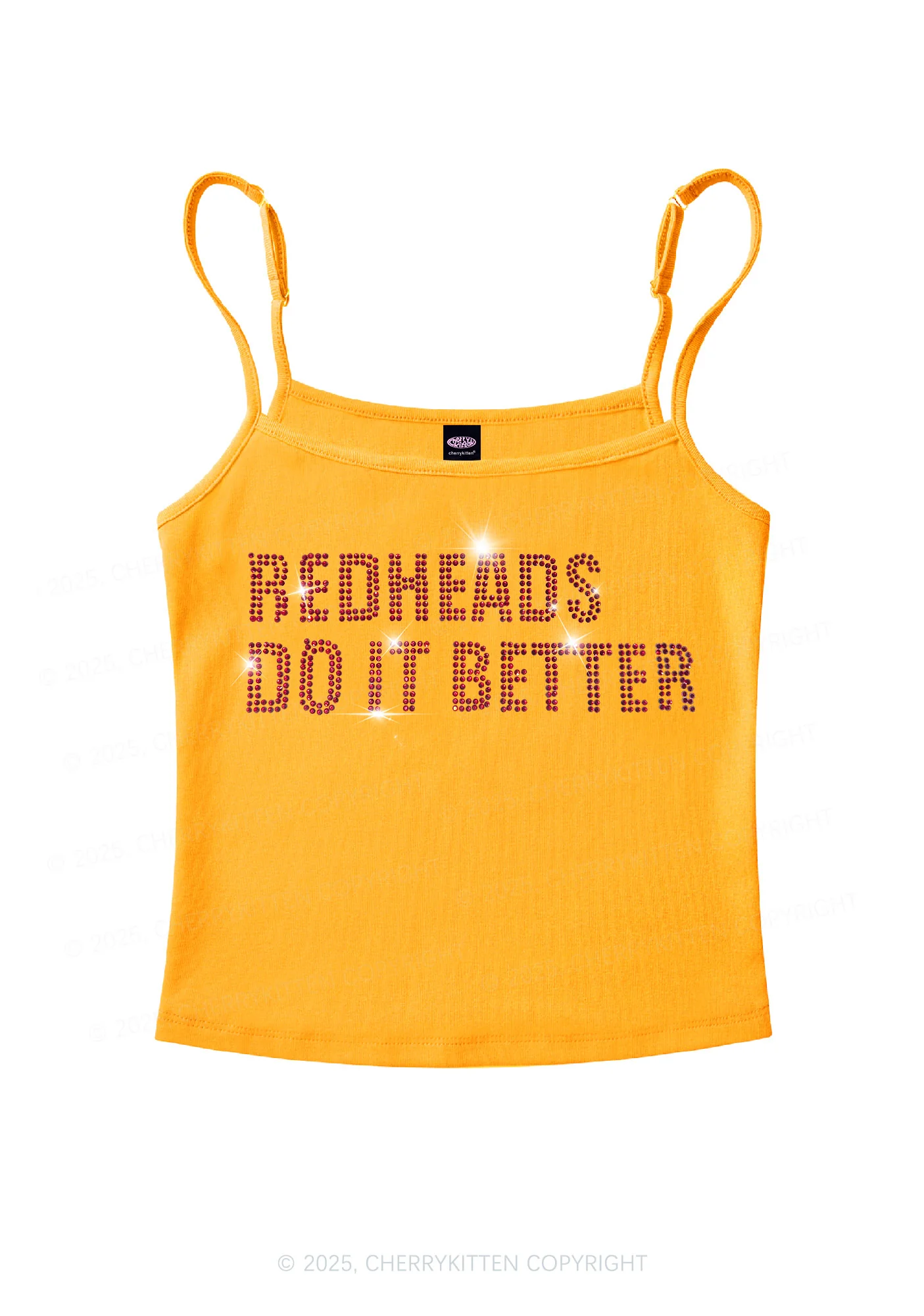 Rhinestone Redheads Do It Better Y2K Spaghetti Strap Cami Cherrykitten - Image 6