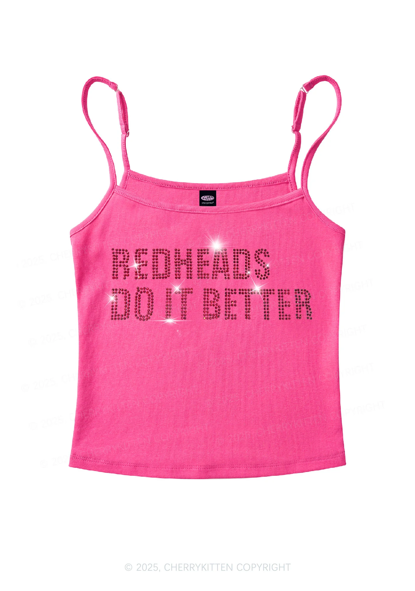 Rhinestone Redheads Do It Better Y2K Spaghetti Strap Cami Cherrykitten - Image 7