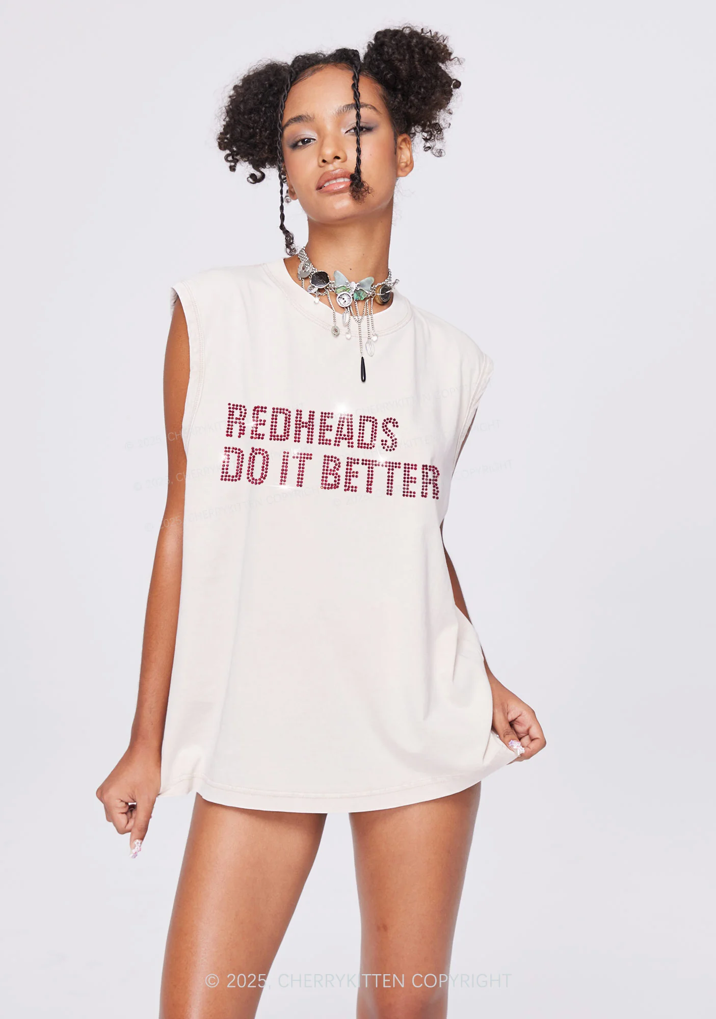Rhinestone Redheads Do It Better Y2K Washed Muscle Tank Cherrykitten - Image 2