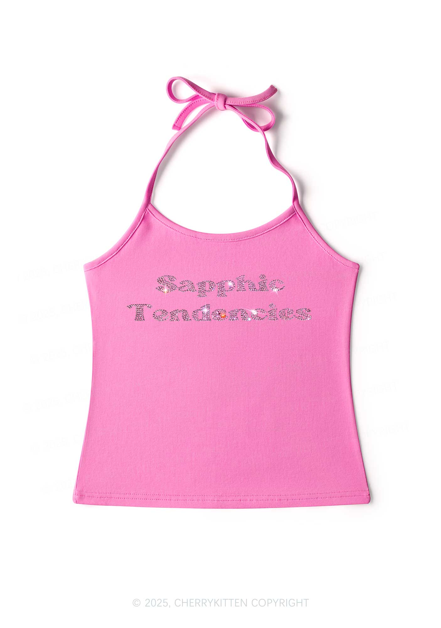 Rhinestone Sapphic Tendencies Pride Y2K Halter Neck Cami Cherrykitten - Image 2