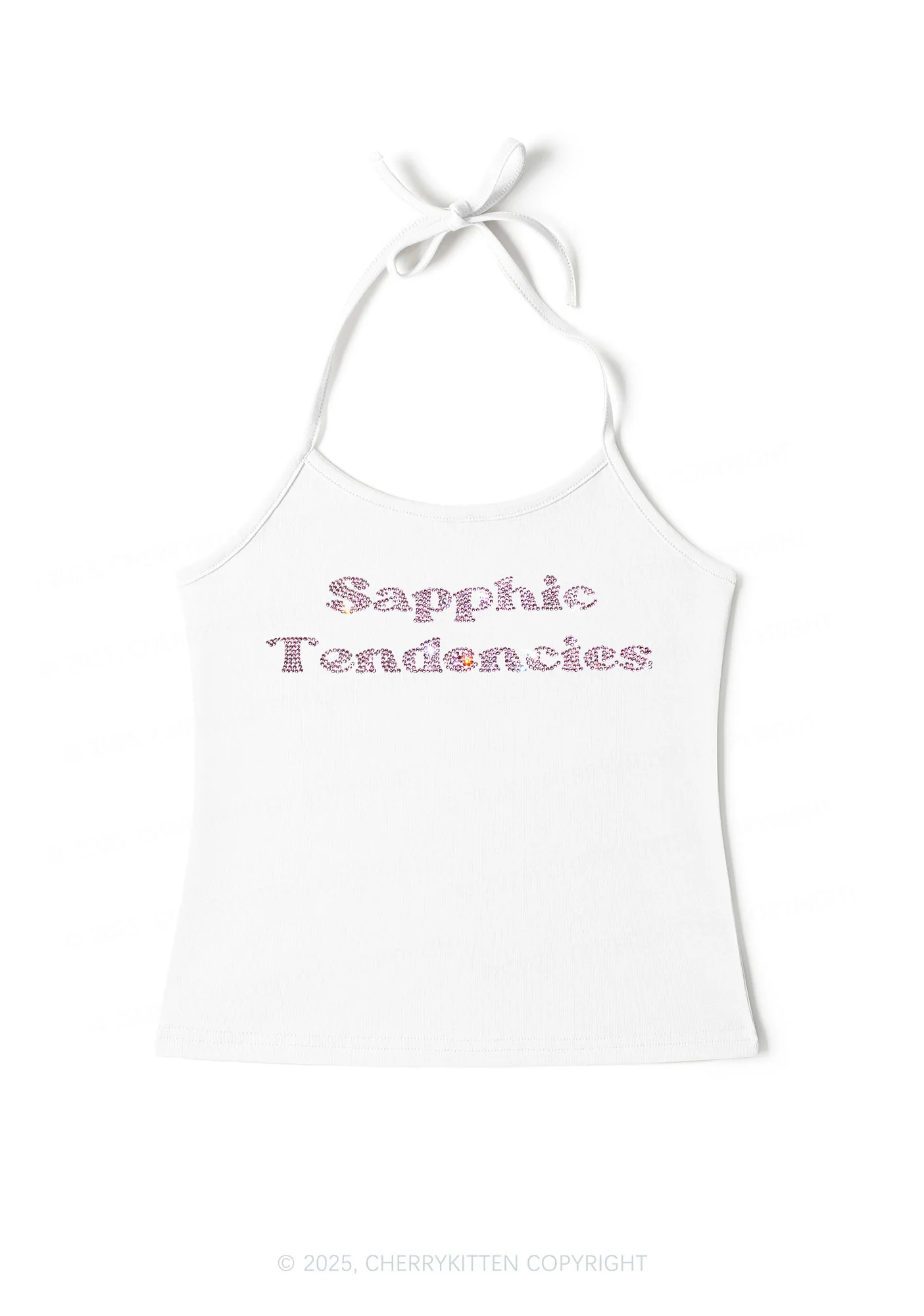 Rhinestone Sapphic Tendencies Pride Y2K Halter Neck Cami Cherrykitten - Image 3