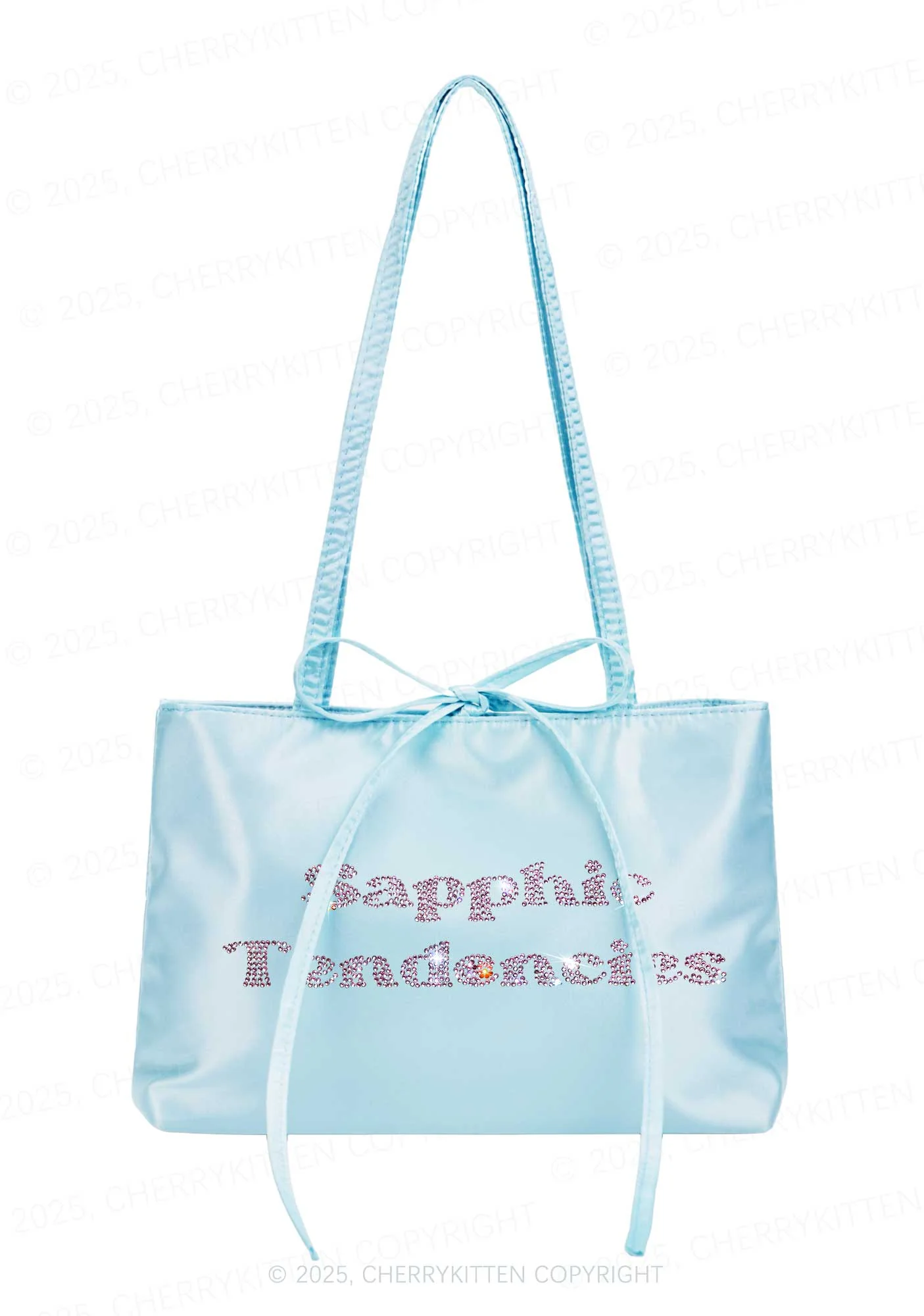 Rhinestone Sapphic Tendencies Pride Y2K Satin Bags Cherrykitten - Image 2