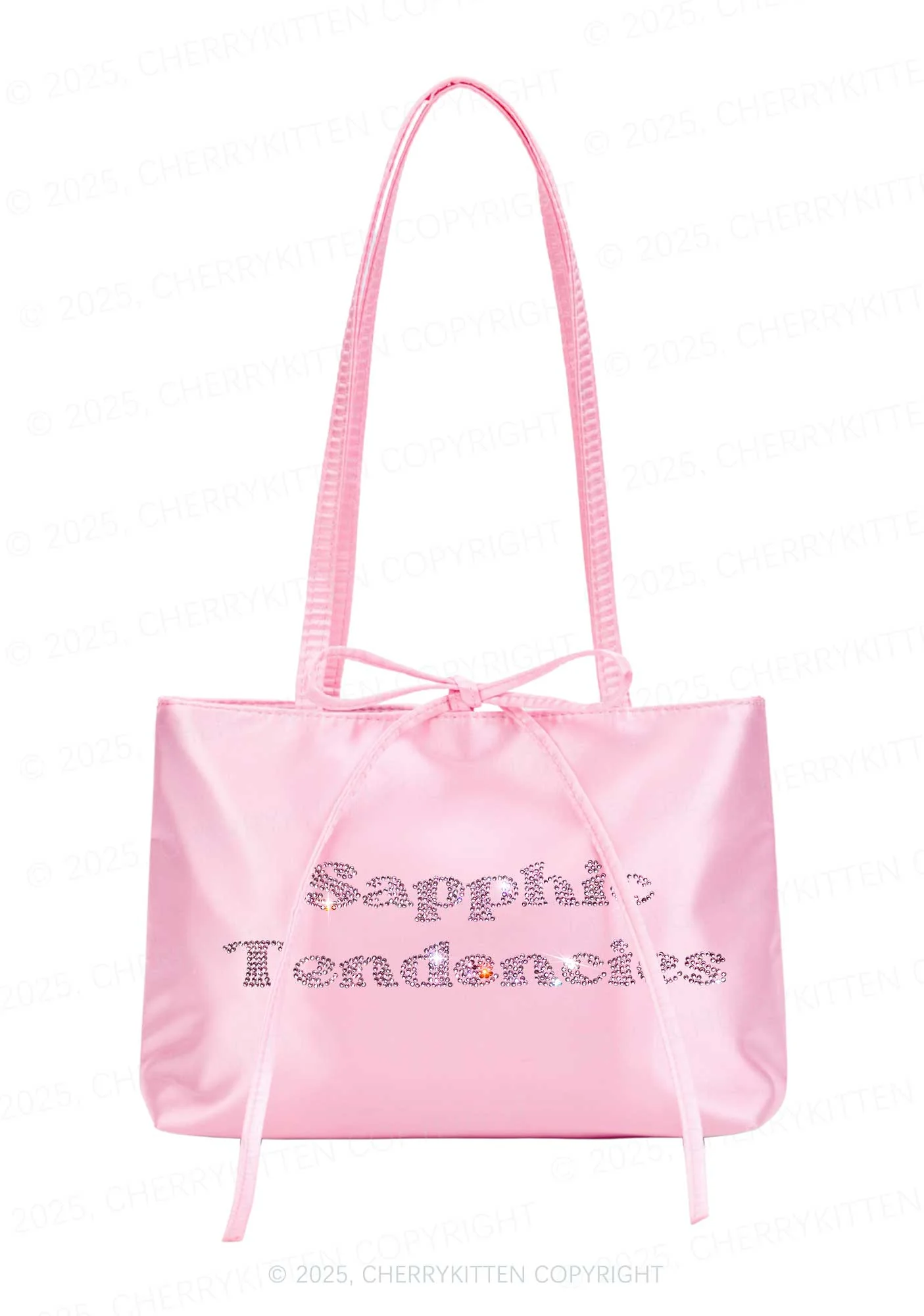 Rhinestone Sapphic Tendencies Pride Y2K Satin Bags Cherrykitten - Image 3