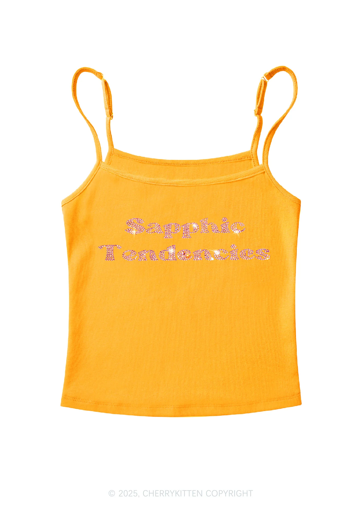 Rhinestone Sapphic Tendencies Pride Y2K Spaghetti Strap Cami Cherrykitten - Image 6