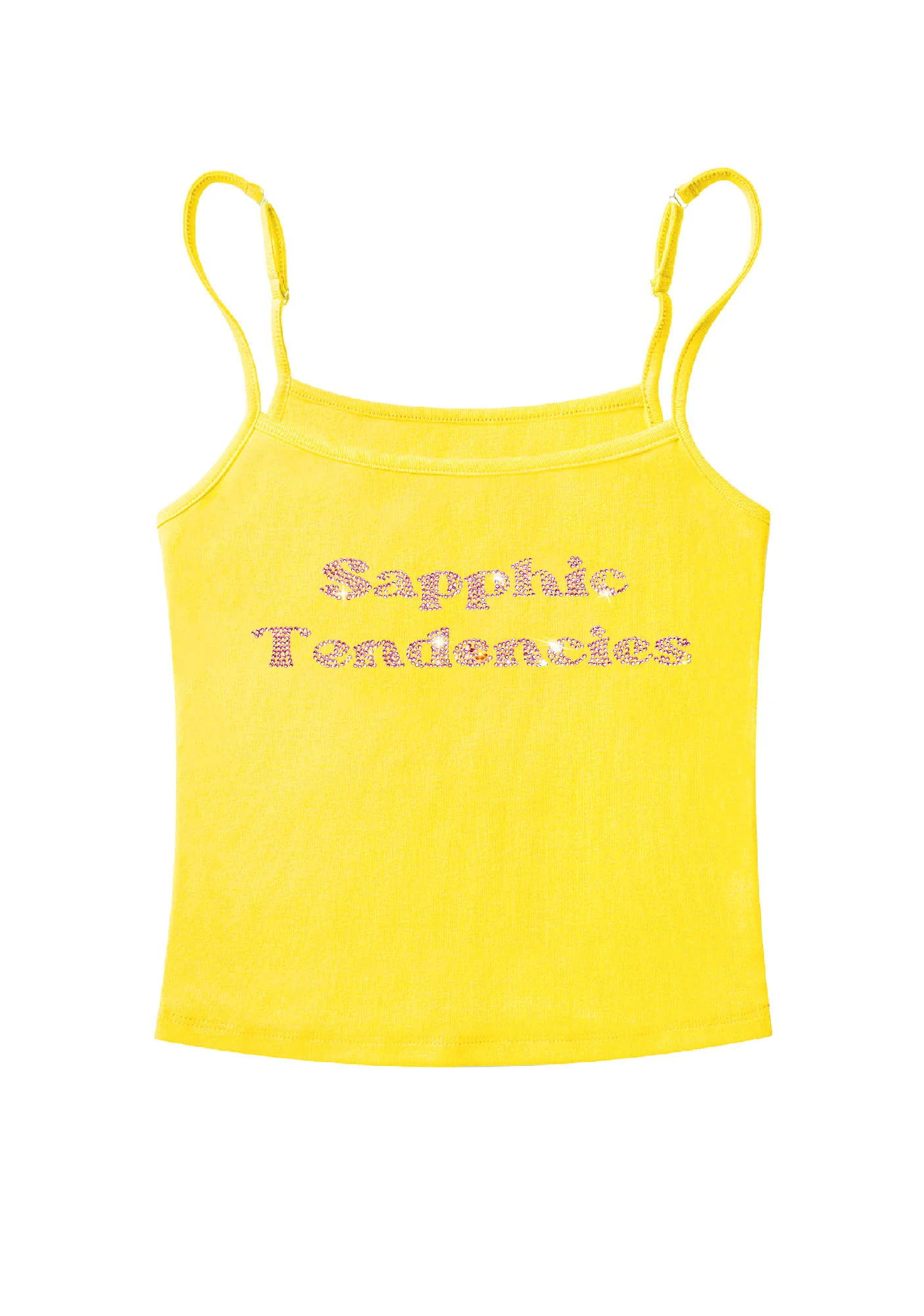 Rhinestone Sapphic Tendencies Pride Y2K Spaghetti Strap Cami Cherrykitten - Image 7