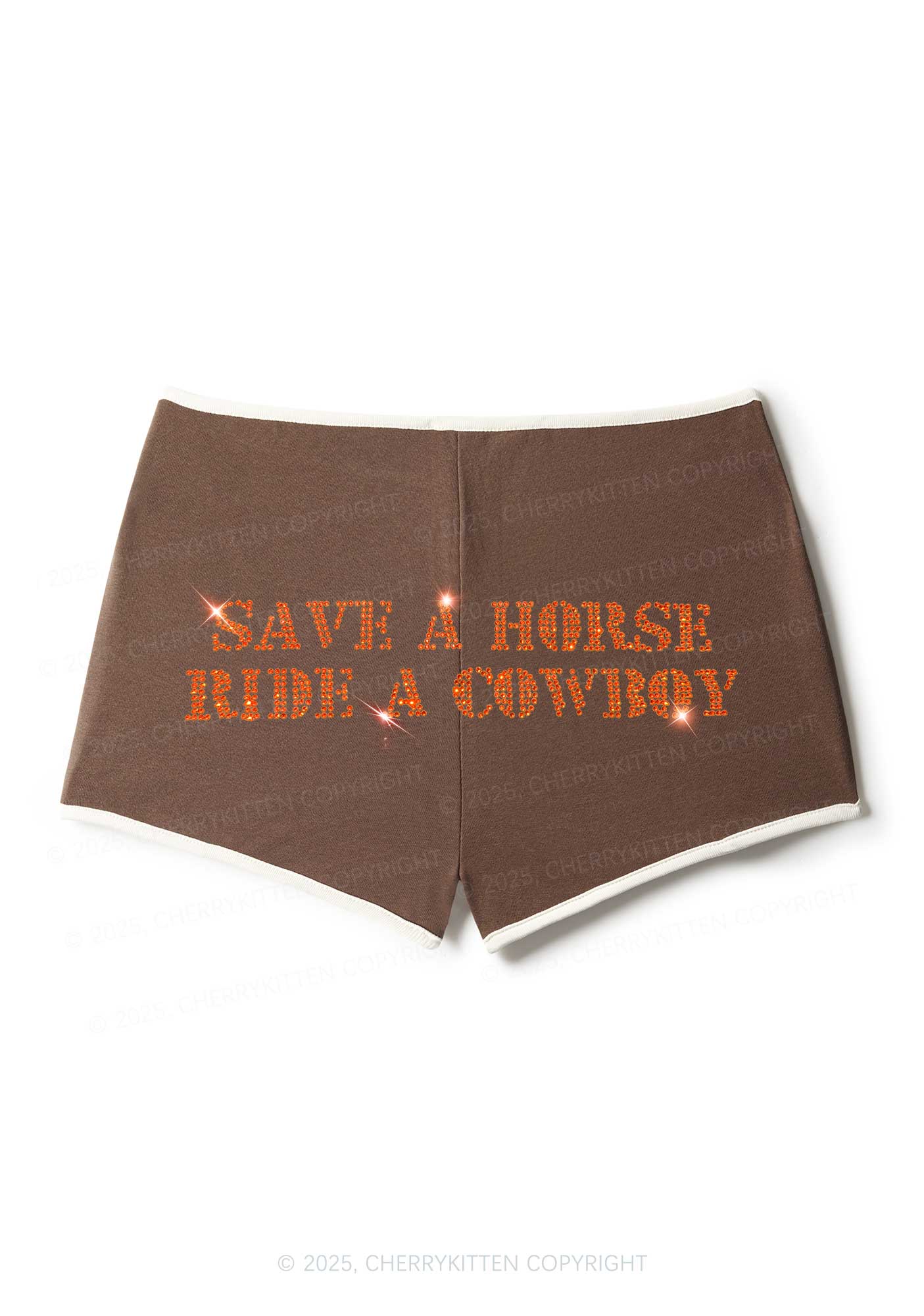 Rhinestone Save A Horse Ride A Cowboy Y2K Booty Shorts Cherrykitten - Image 4