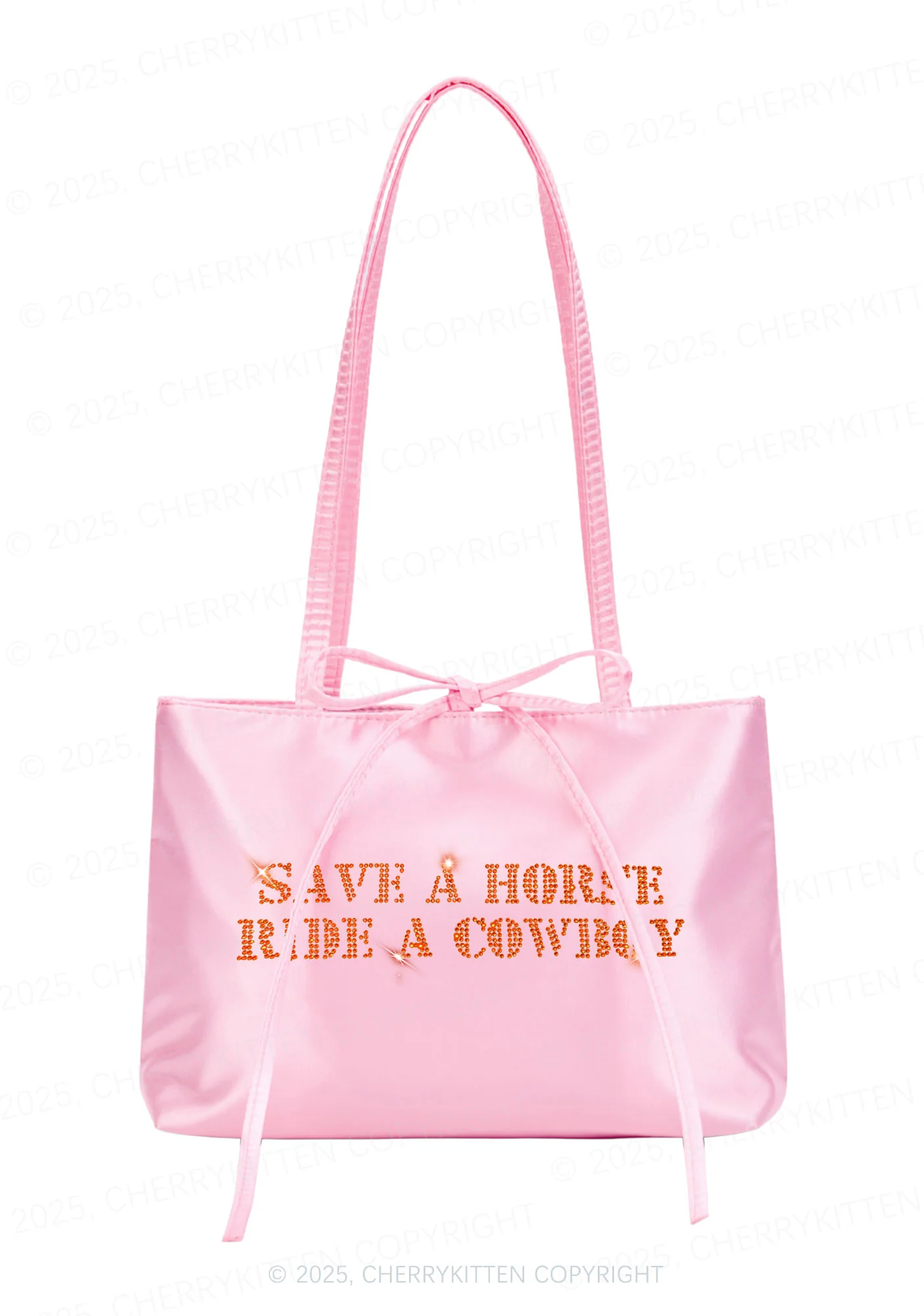 Rhinestone Save A Horse Ride A Cowboy Y2K Satin Bags Cherrykitten - Image 2