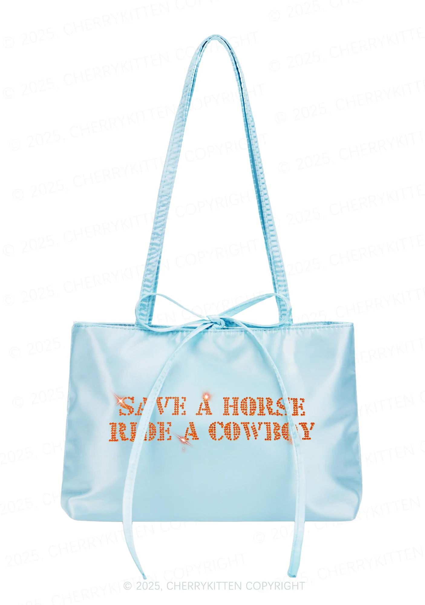 Rhinestone Save A Horse Ride A Cowboy Y2K Satin Bags Cherrykitten - Image 3