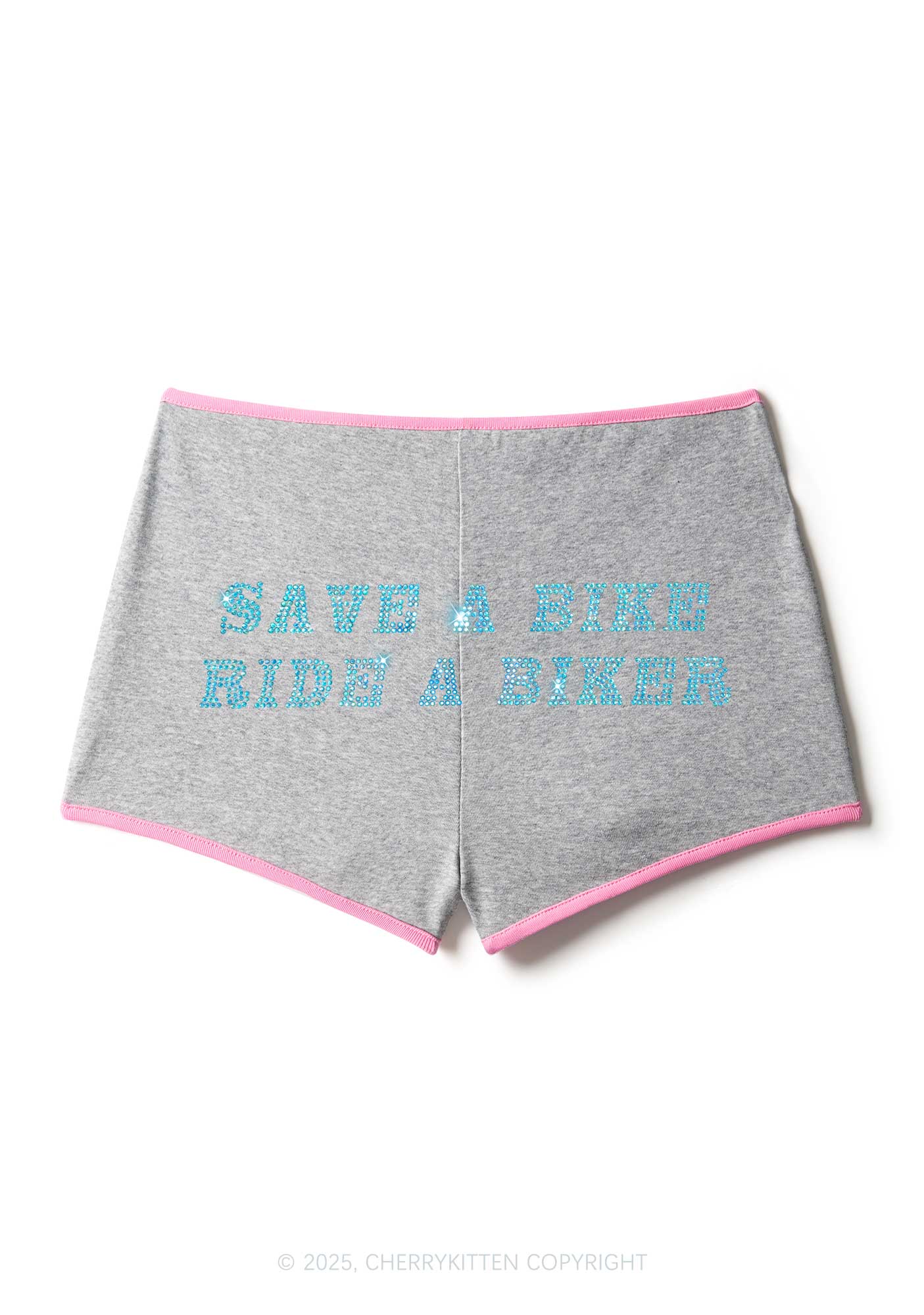 Rhinestone Save Bike Ride Biker Y2K Booty Shorts Cherrykitten - Image 5