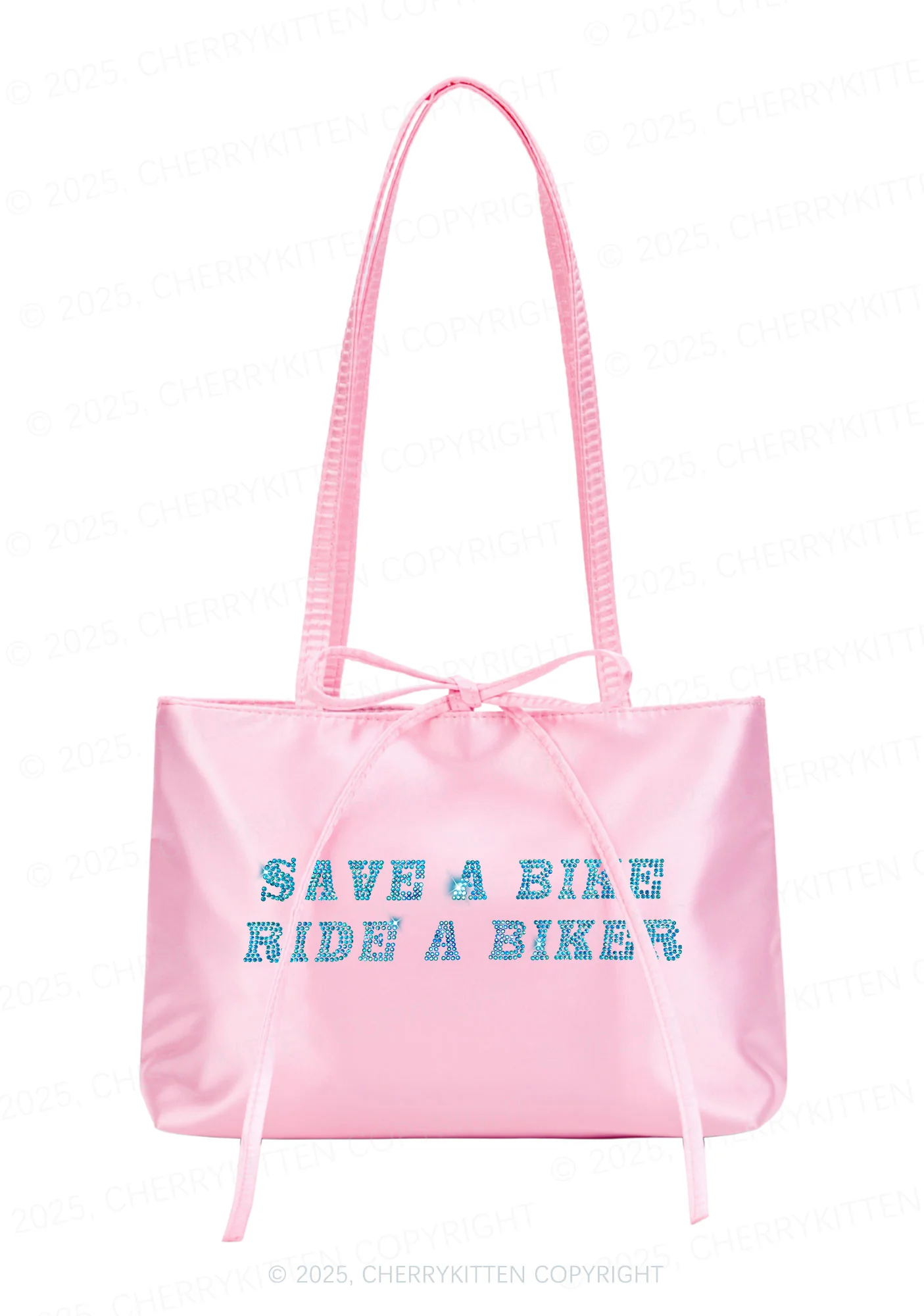 Rhinestone Save Bike Ride Biker Y2K Satin Bags Cherrykitten - Image 2