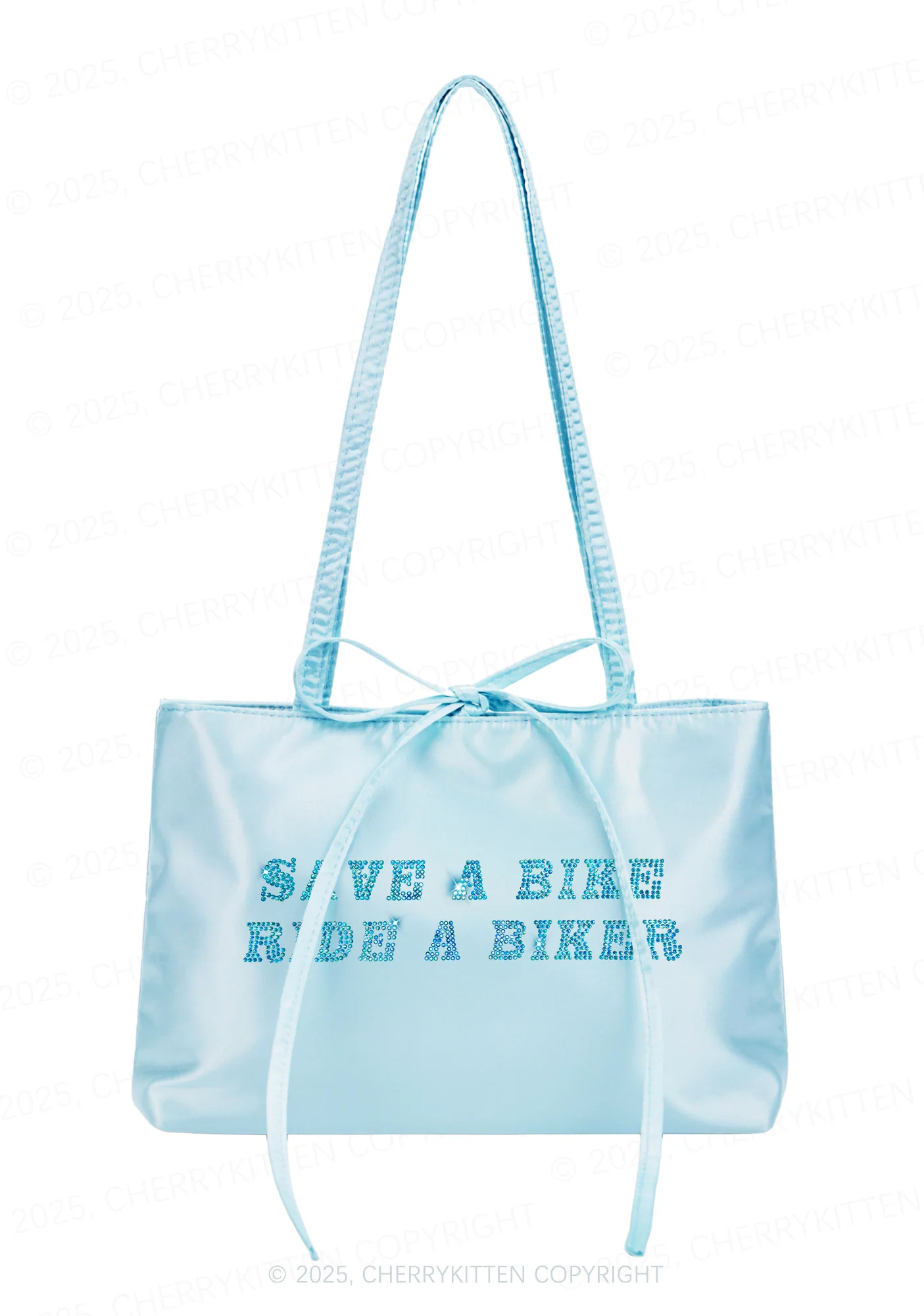 Rhinestone Save Bike Ride Biker Y2K Satin Bags Cherrykitten - Image 3