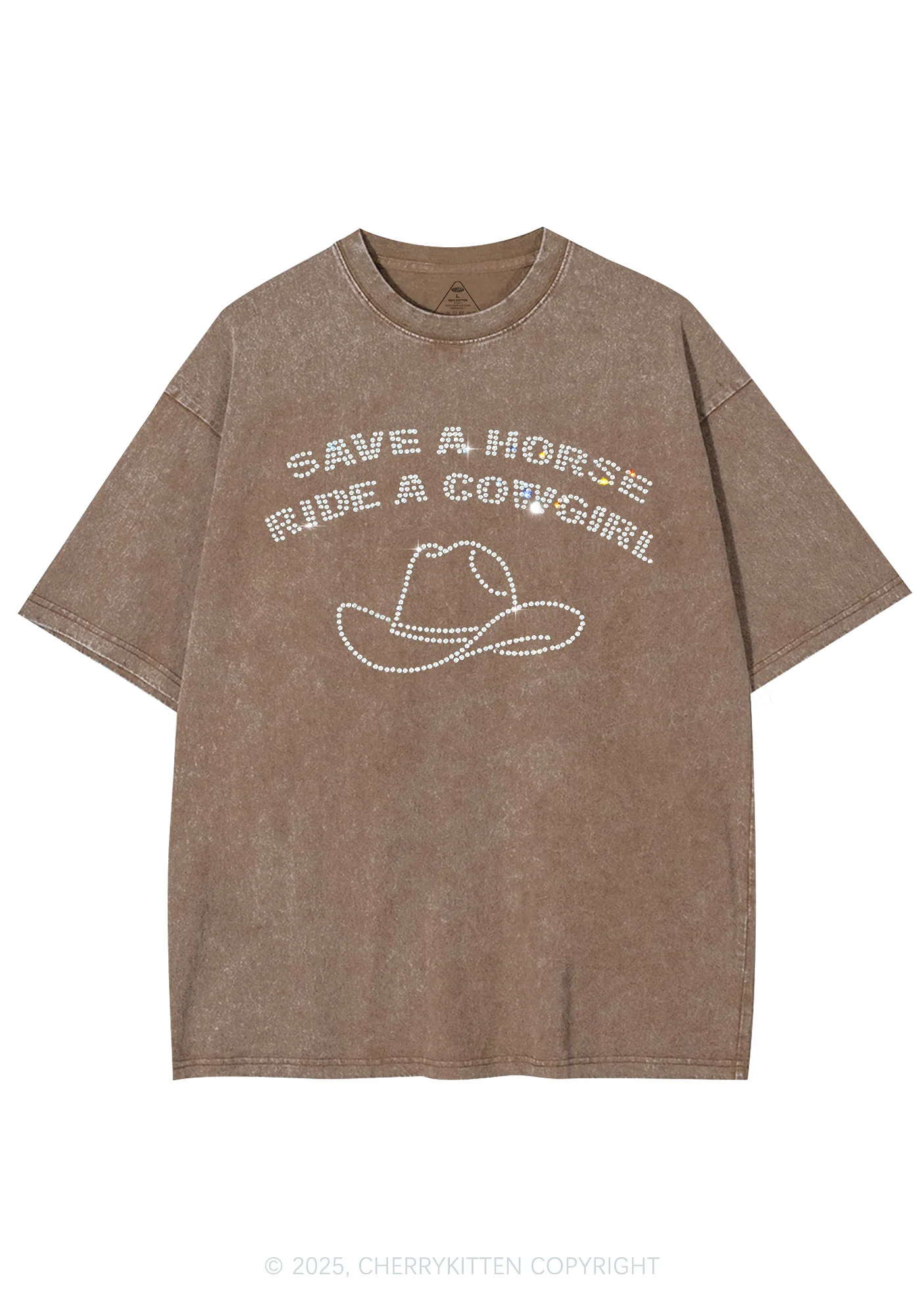 Rhinestone Save Horse Ride Cowgirl Y2K Shirts Washed Tee Cherrykitten - Image 6