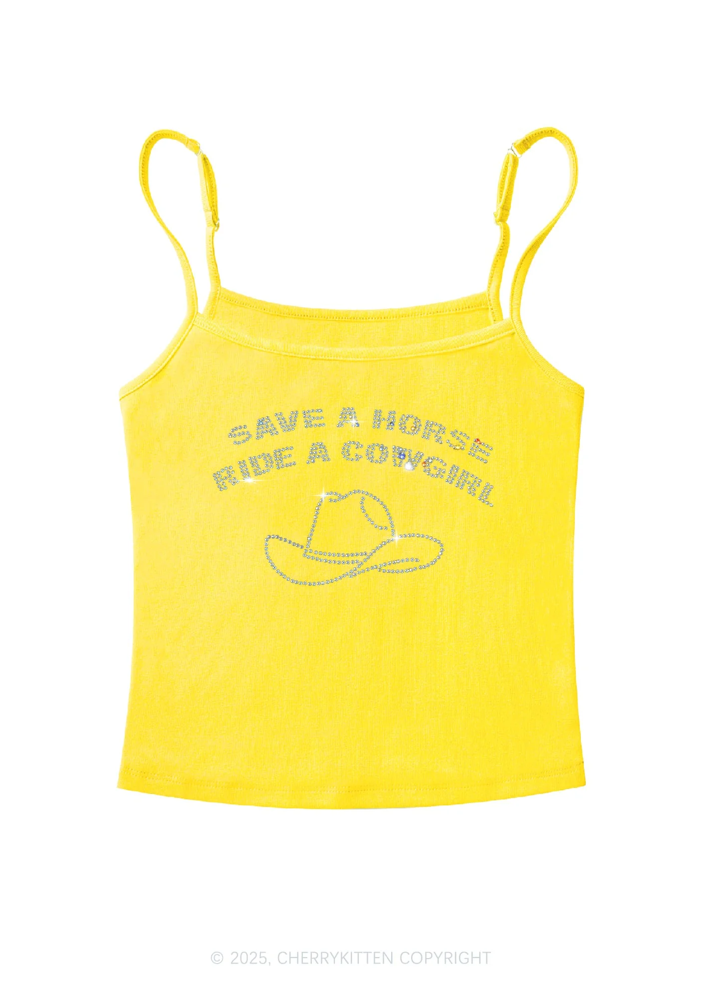 Rhinestone Save Horse Ride Cowgirl Y2K Spaghetti Strap Cami Cherrykitten - Image 6