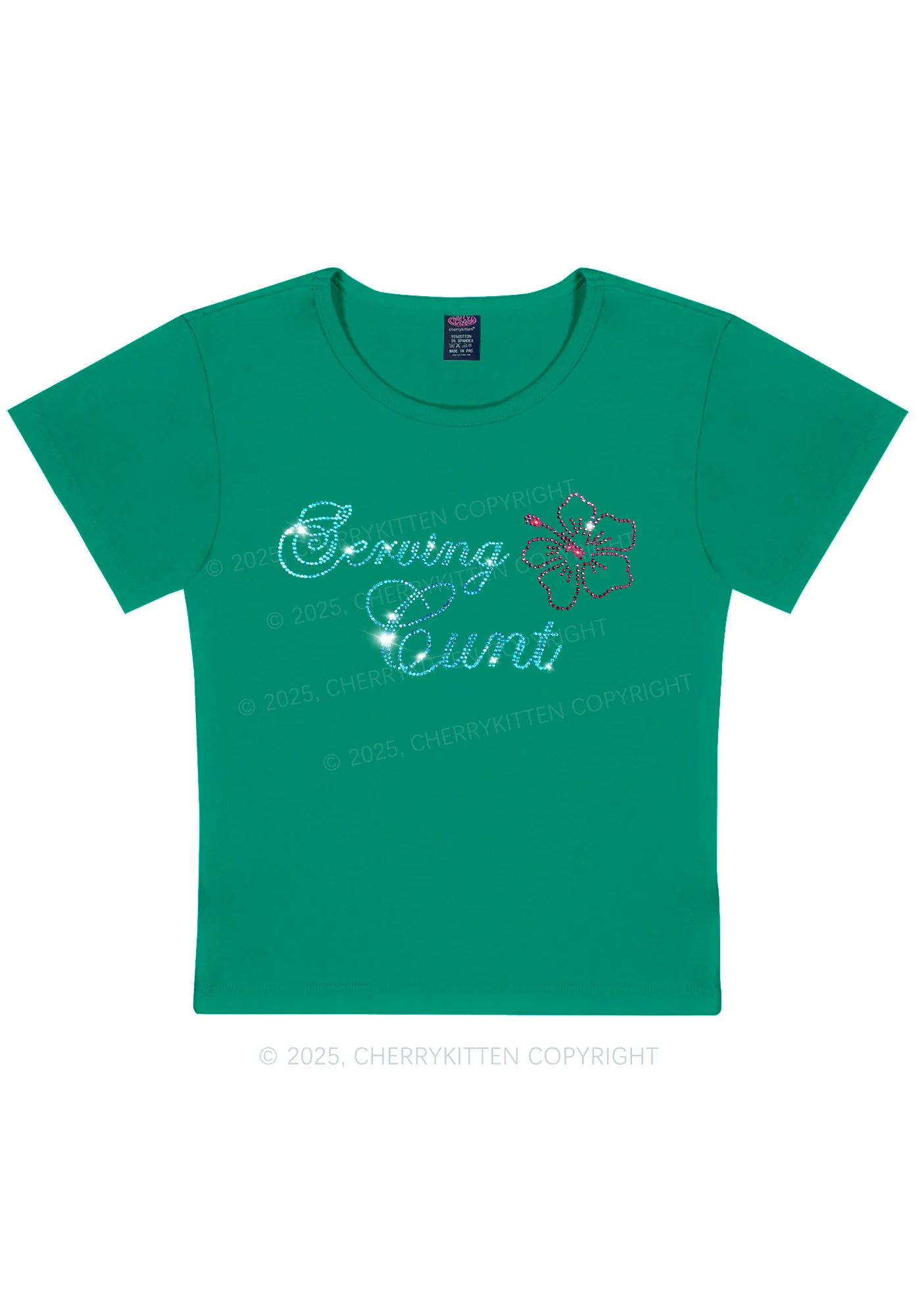Rhinestone Serving Cxxt Y2K Baby Tee Cherrykitten - Image 10