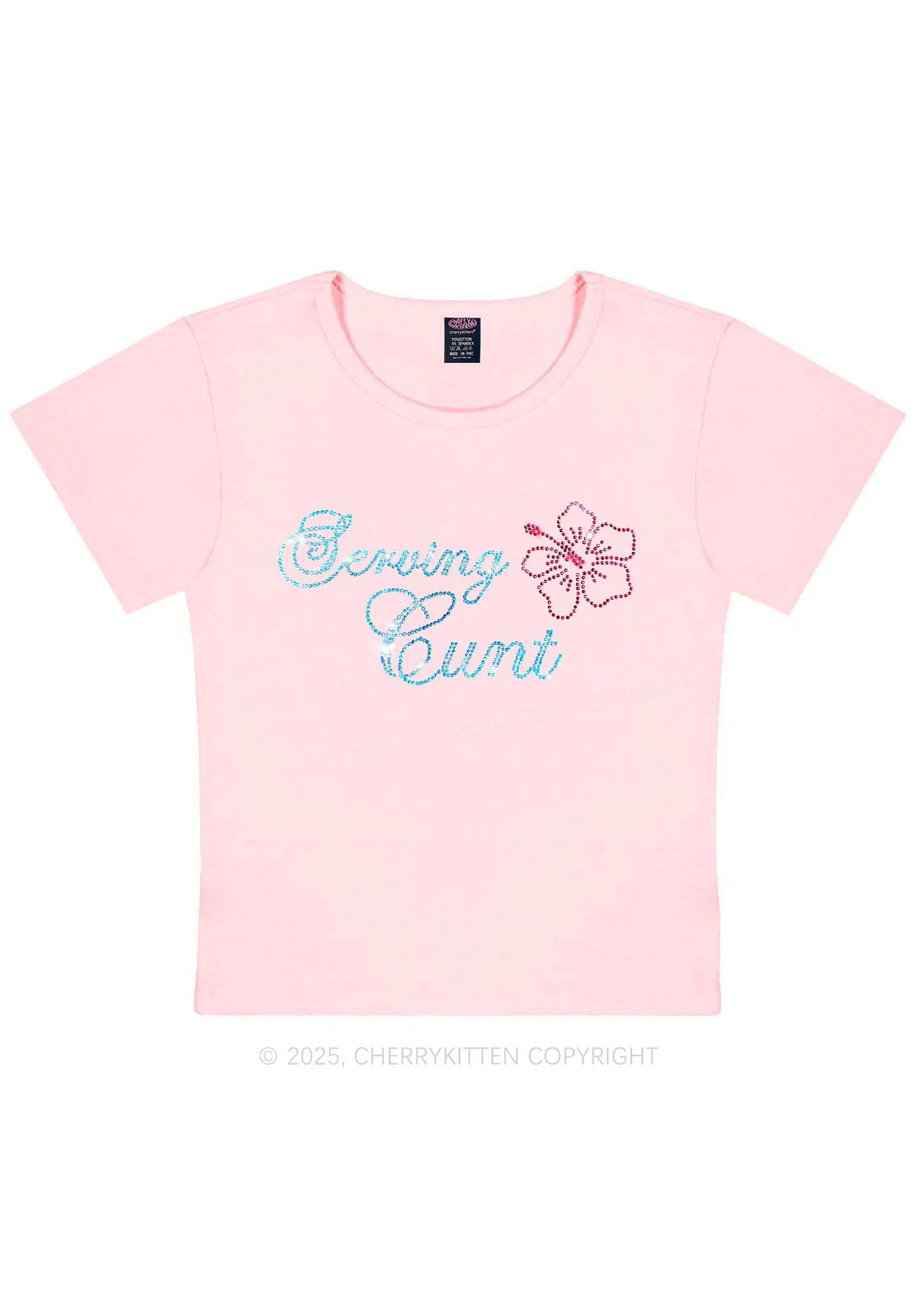 Rhinestone Serving Cxxt Y2K Baby Tee Cherrykitten - Image 11
