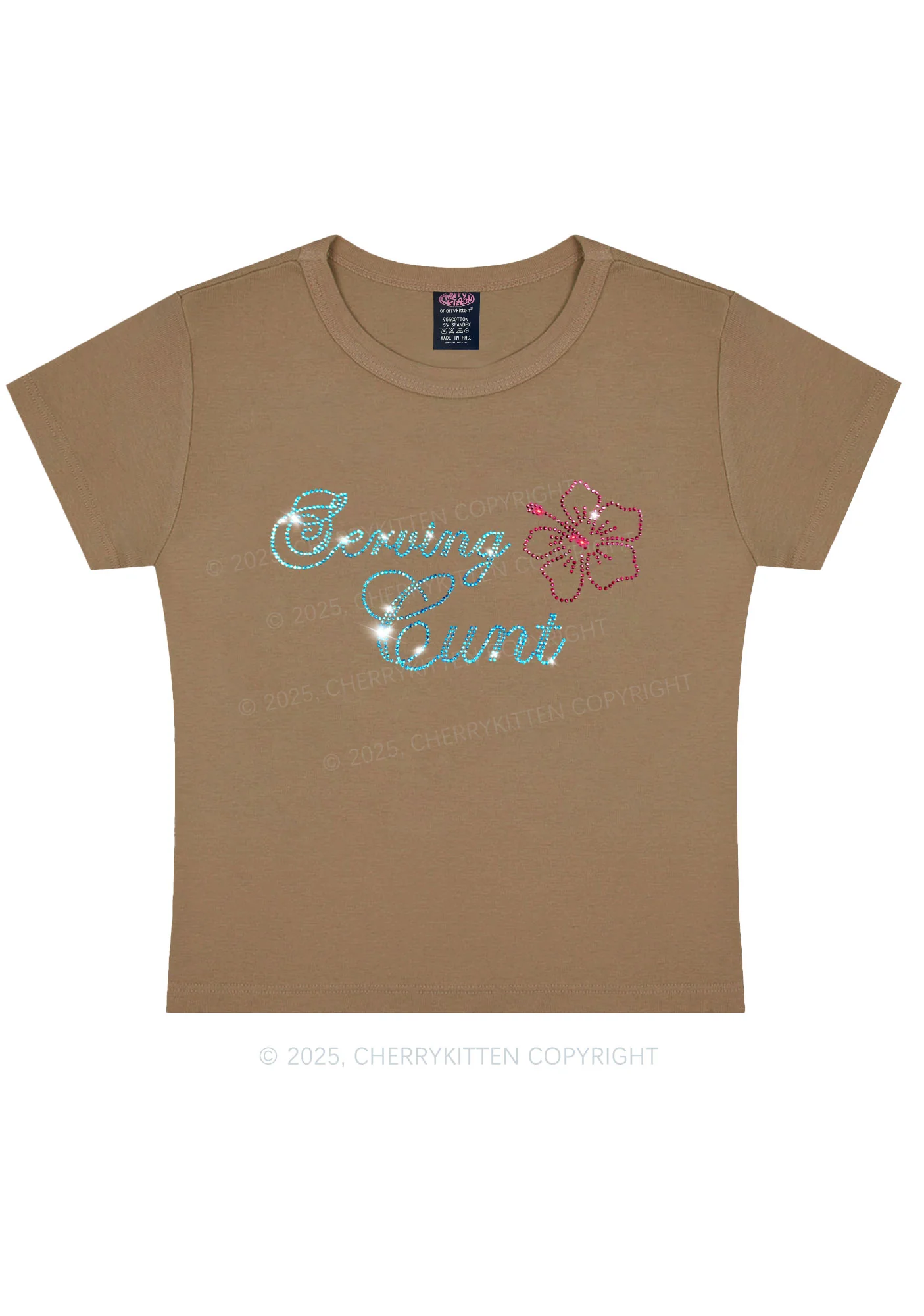 Rhinestone Serving Cxxt Y2K Baby Tee Cherrykitten - Image 12