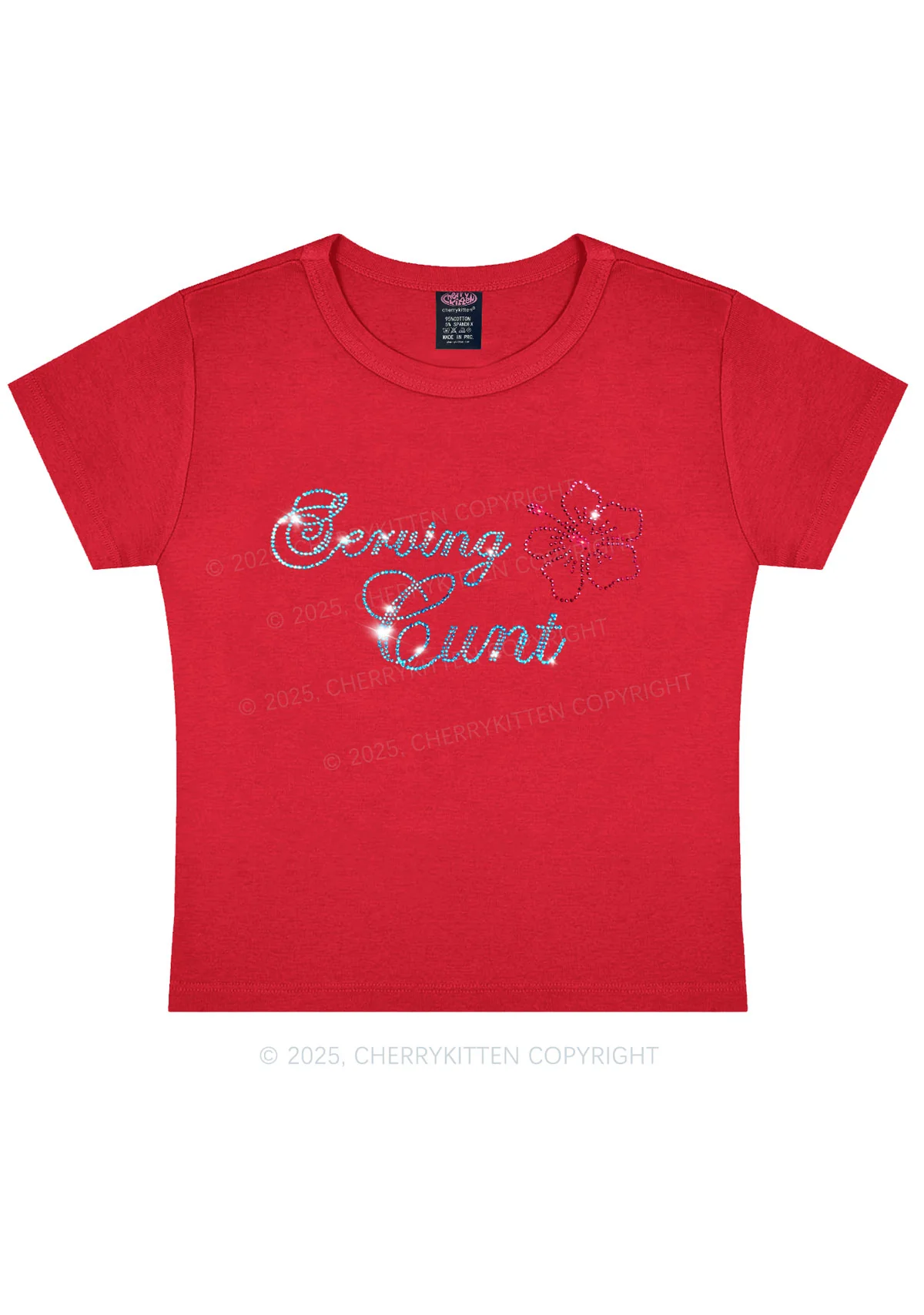 Rhinestone Serving Cxxt Y2K Baby Tee Cherrykitten - Image 5