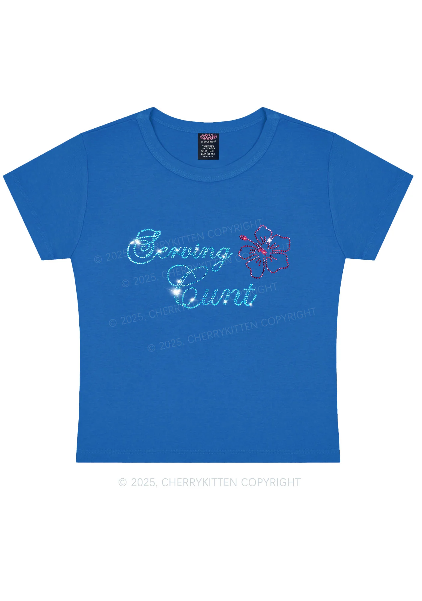 Rhinestone Serving Cxxt Y2K Baby Tee Cherrykitten - Image 6