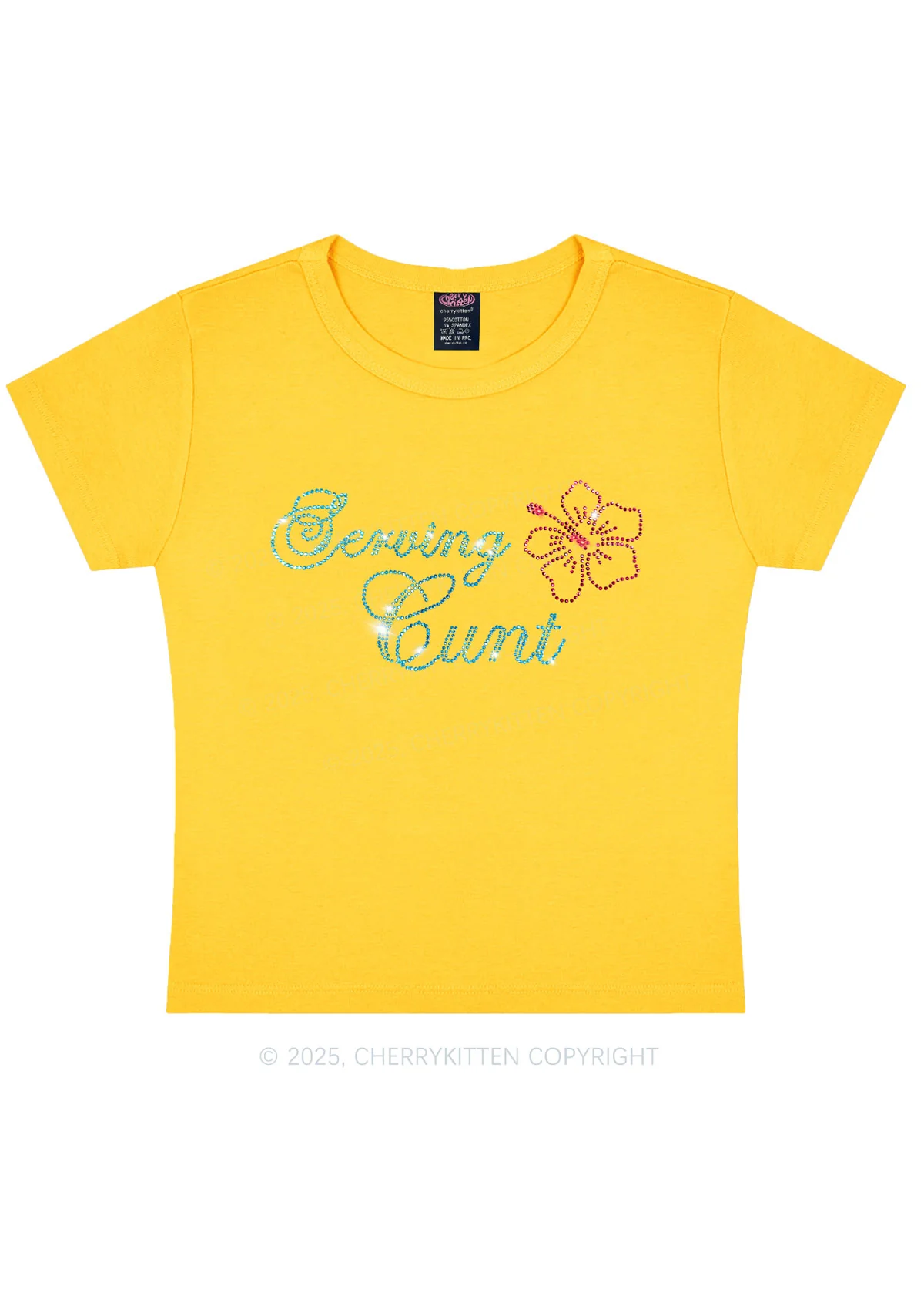 Rhinestone Serving Cxxt Y2K Baby Tee Cherrykitten - Image 7