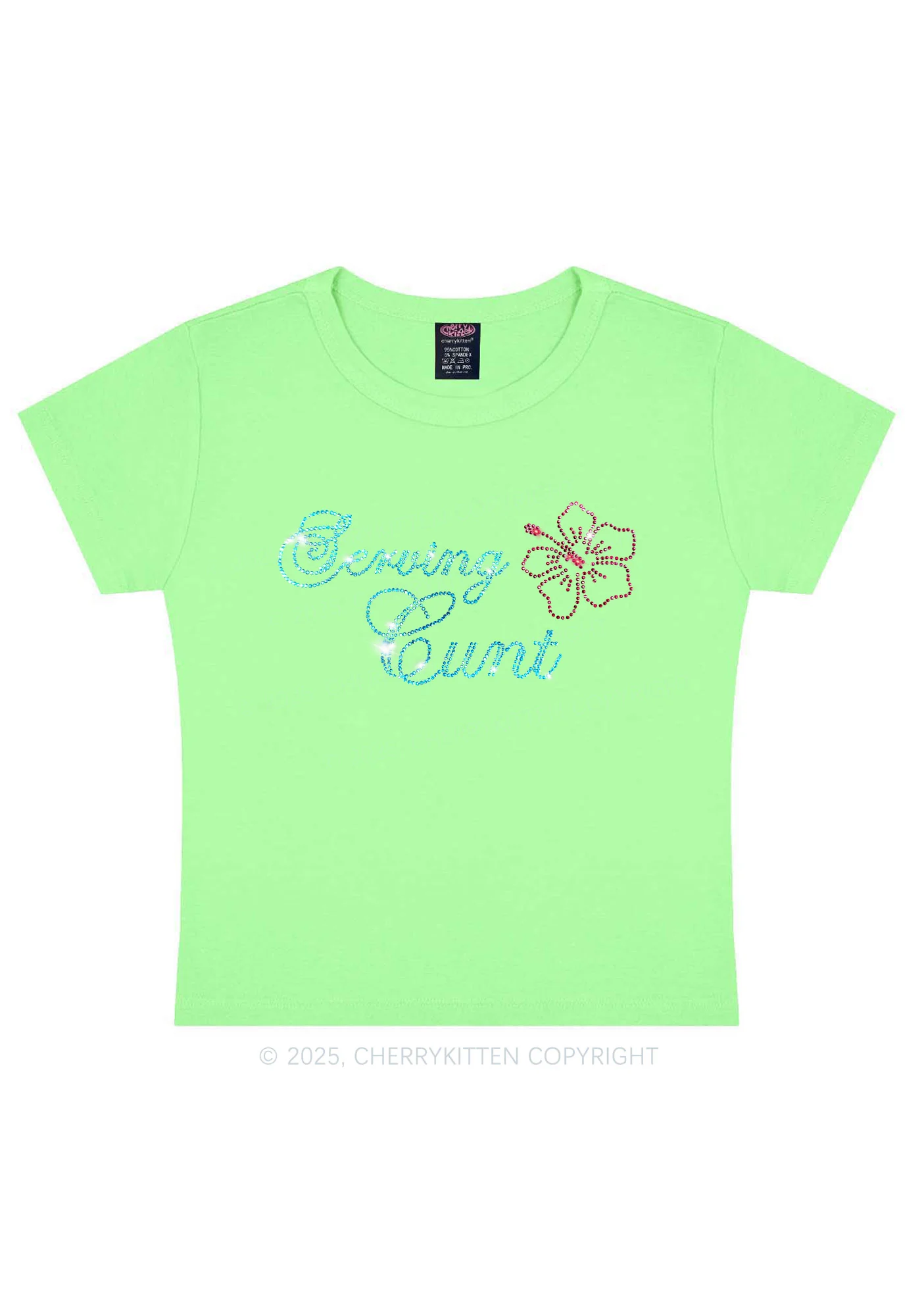 Rhinestone Serving Cxxt Y2K Baby Tee Cherrykitten - Image 9