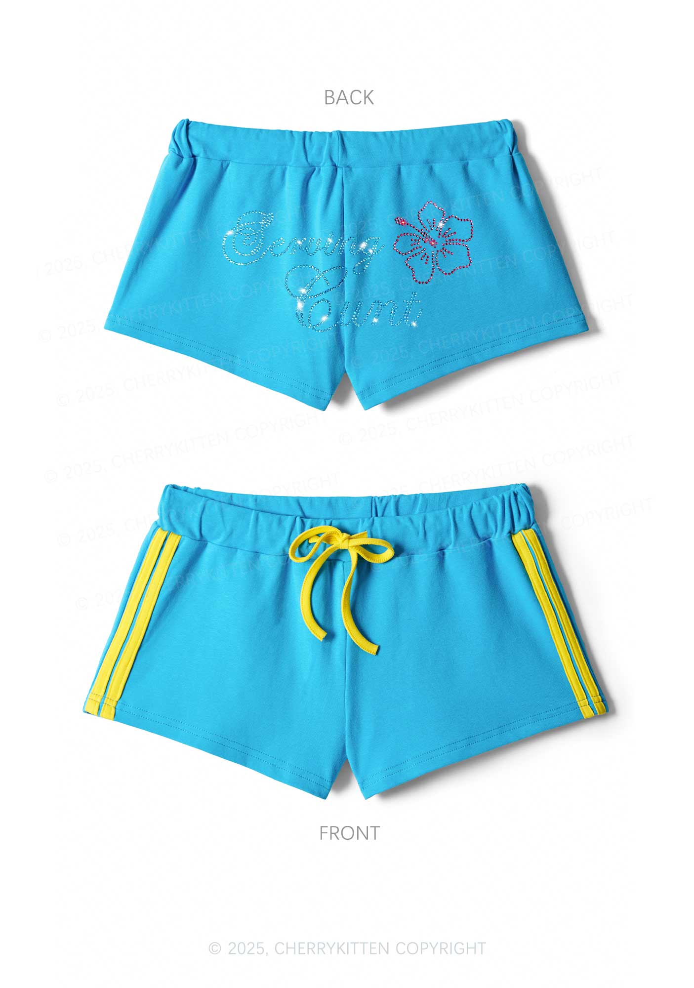 Rhinestone Serving Cxxt Y2K Drawstring Mini Shorts Cherrykitten - Image 5