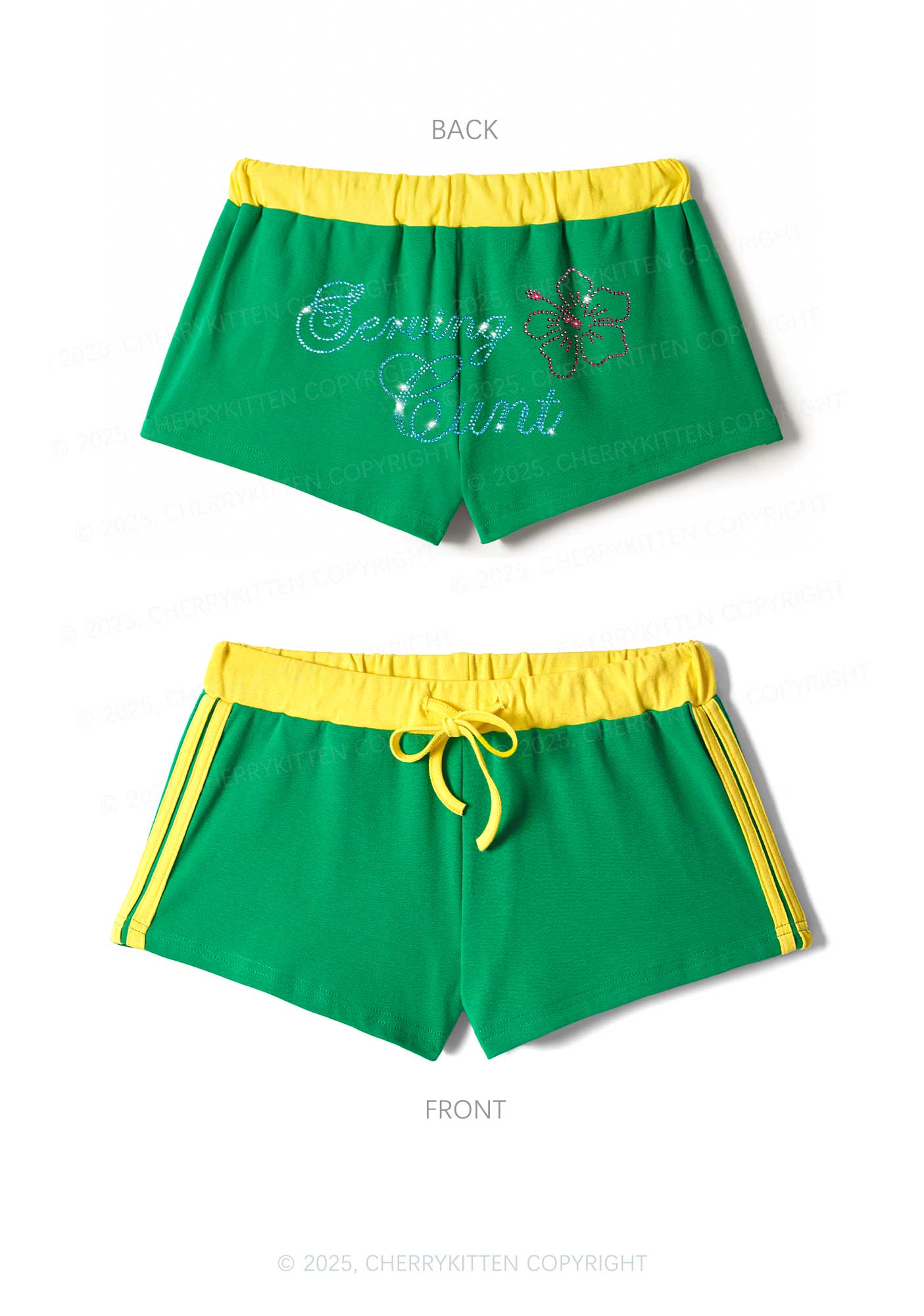 Rhinestone Serving Cxxt Y2K Drawstring Mini Shorts Cherrykitten - Image 6