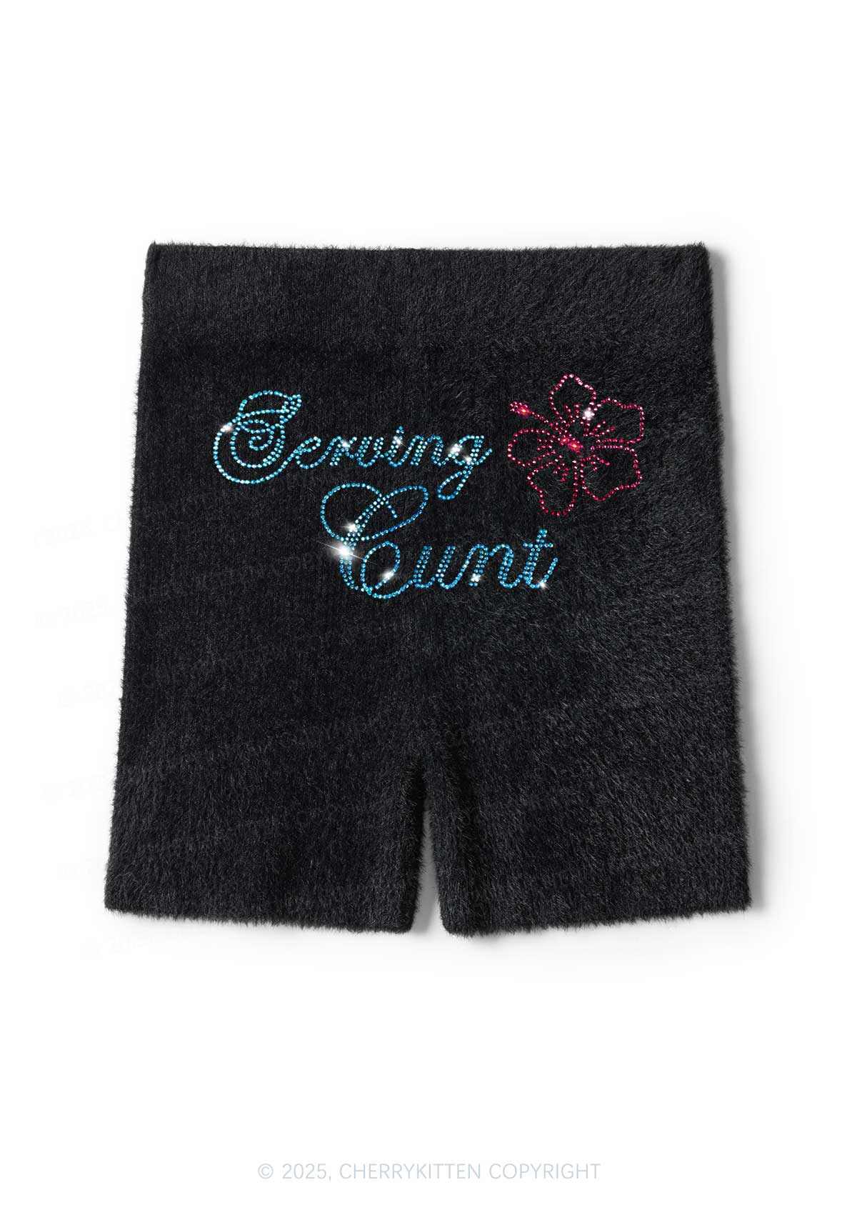 Rhinestone Serving Cxxt Y2K Fluffy Shorts Cherrykitten - Image 2