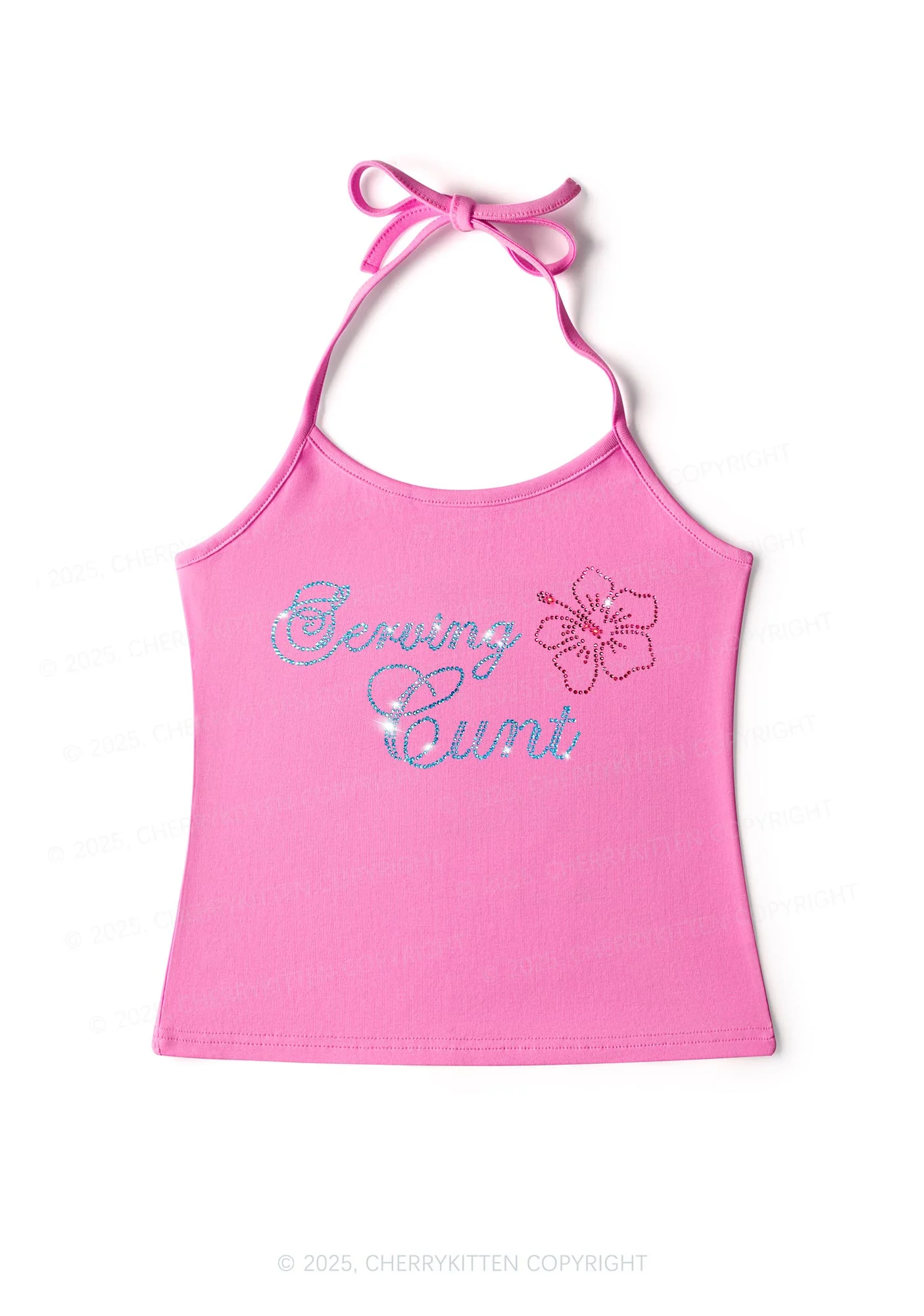 Rhinestone Serving Cxxt Y2K Halter Neck Cami Cherrykitten - Image 6