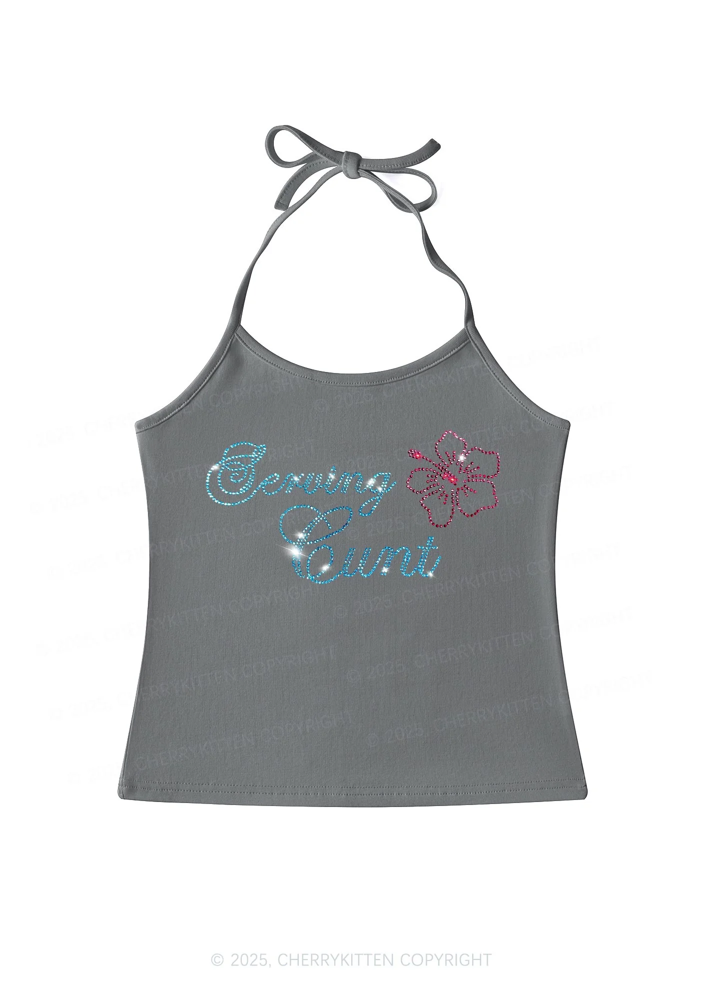 Rhinestone Serving Cxxt Y2K Halter Neck Cami Cherrykitten - Image 8