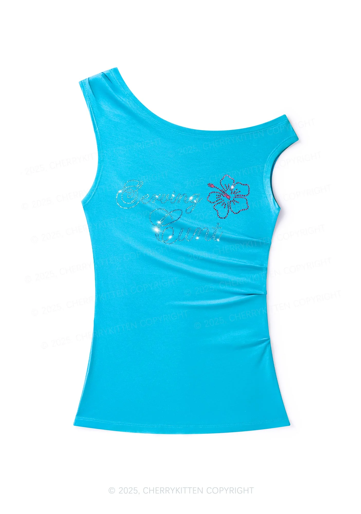 Rhinestone Serving Cxxt Y2K Off Shoulder Tank Top Cherrykitten - Image 4