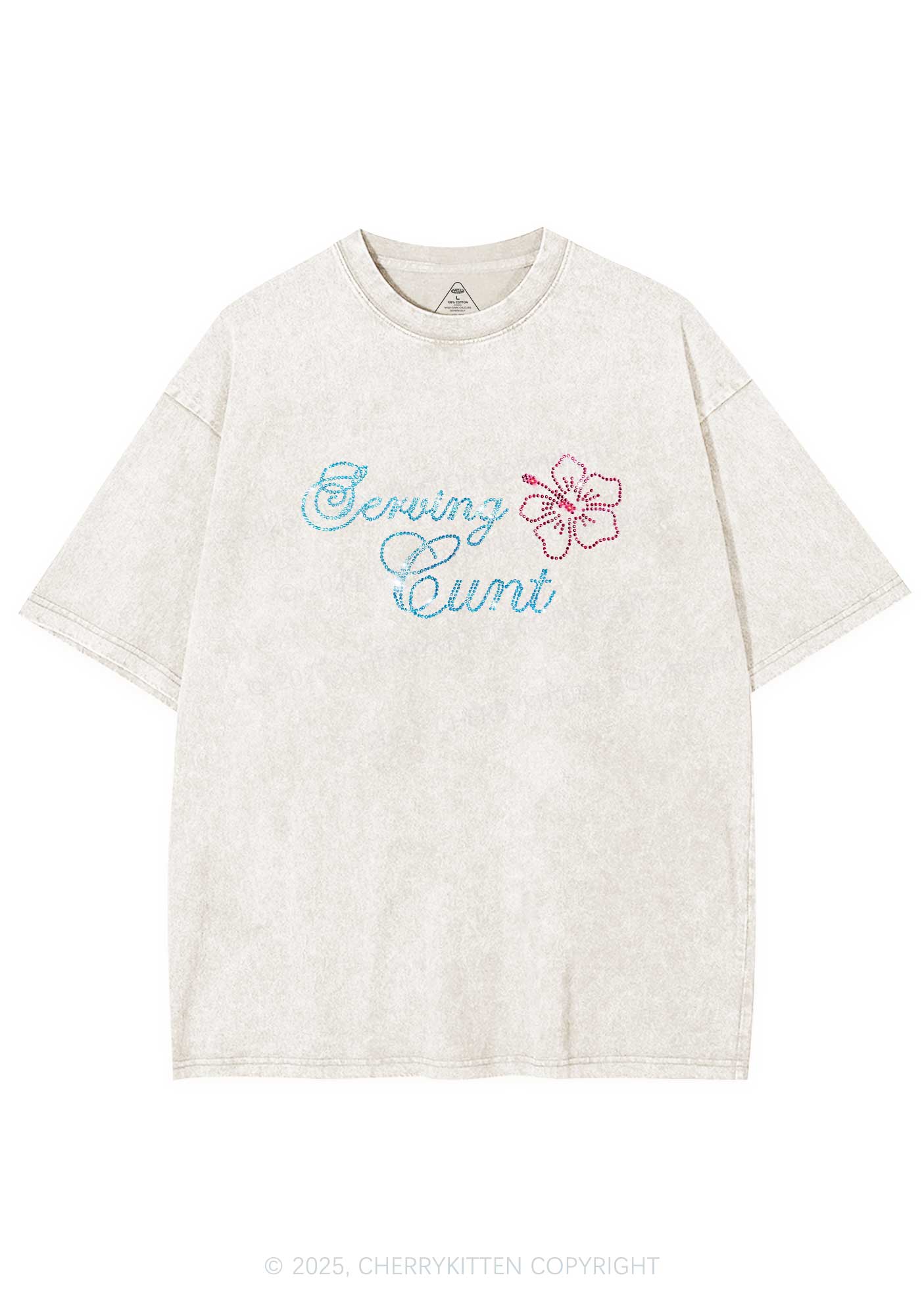 Rhinestone Serving Cxxt Y2K Shirts Washed Tee Cherrykitten - Image 3