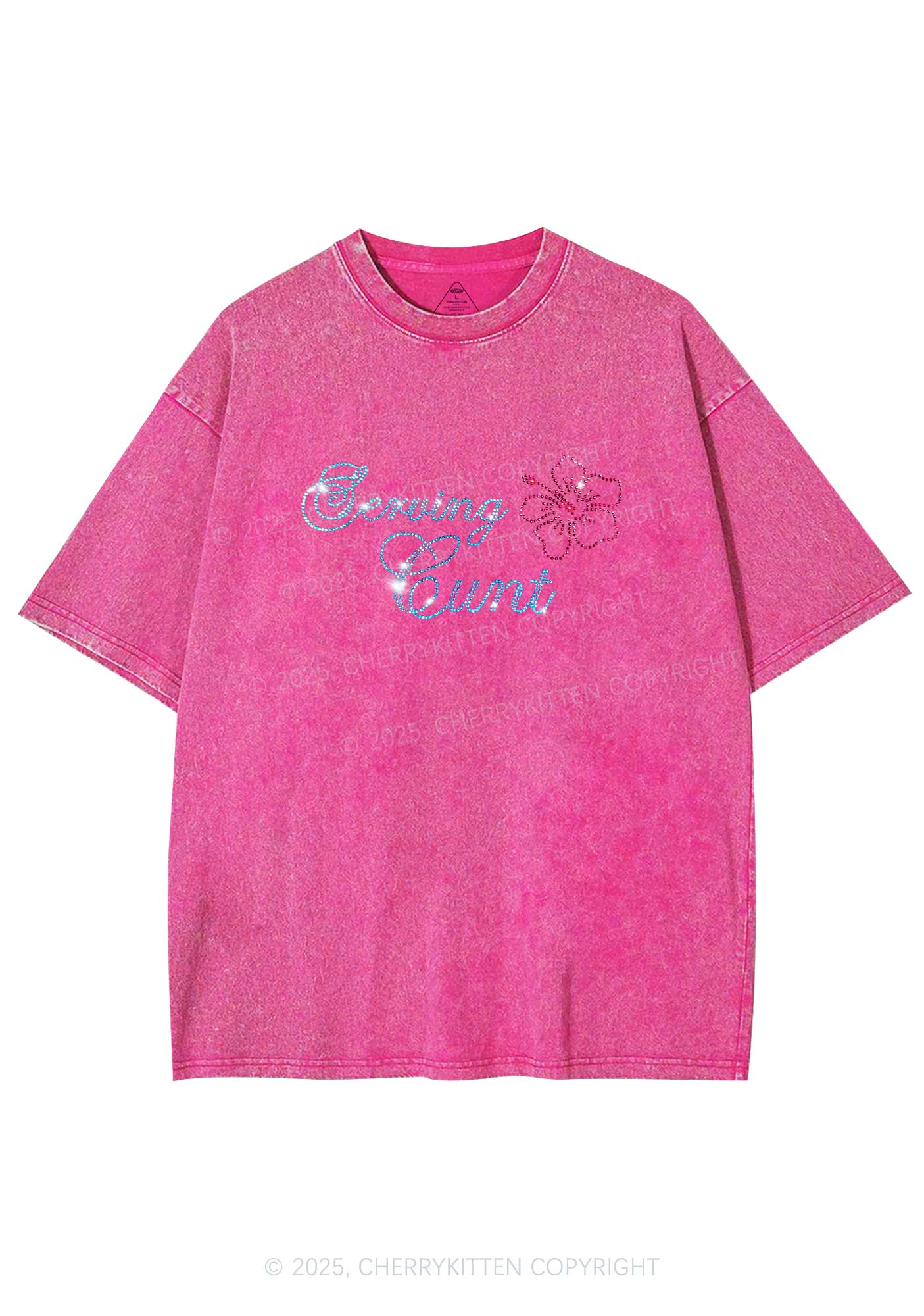 Rhinestone Serving Cxxt Y2K Shirts Washed Tee Cherrykitten - Image 4