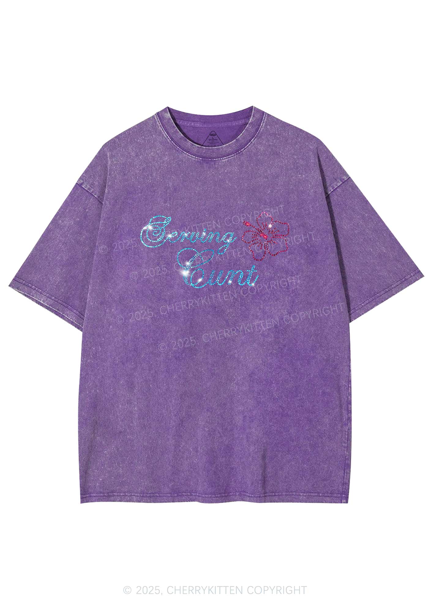 Rhinestone Serving Cxxt Y2K Shirts Washed Tee Cherrykitten - Image 5