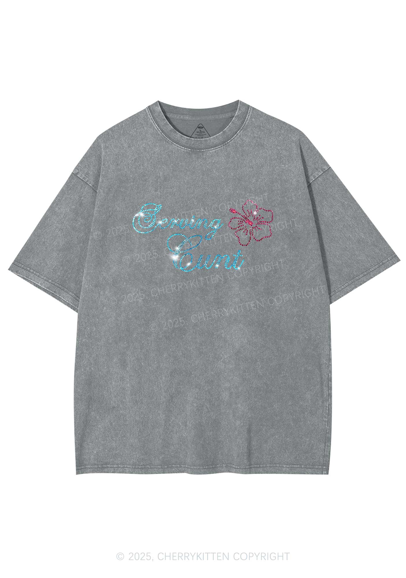 Rhinestone Serving Cxxt Y2K Shirts Washed Tee Cherrykitten - Image 6