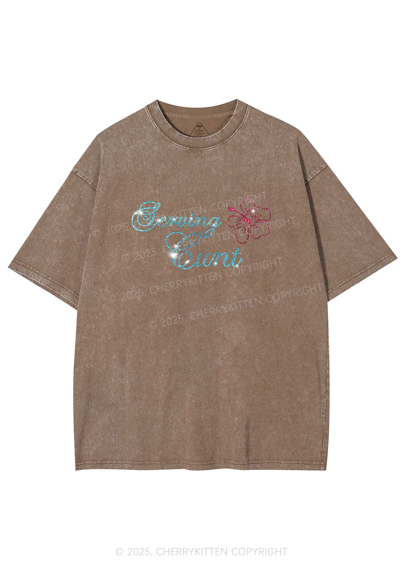 Rhinestone Serving Cxxt Y2K Shirts Washed Tee Cherrykitten - Image 7