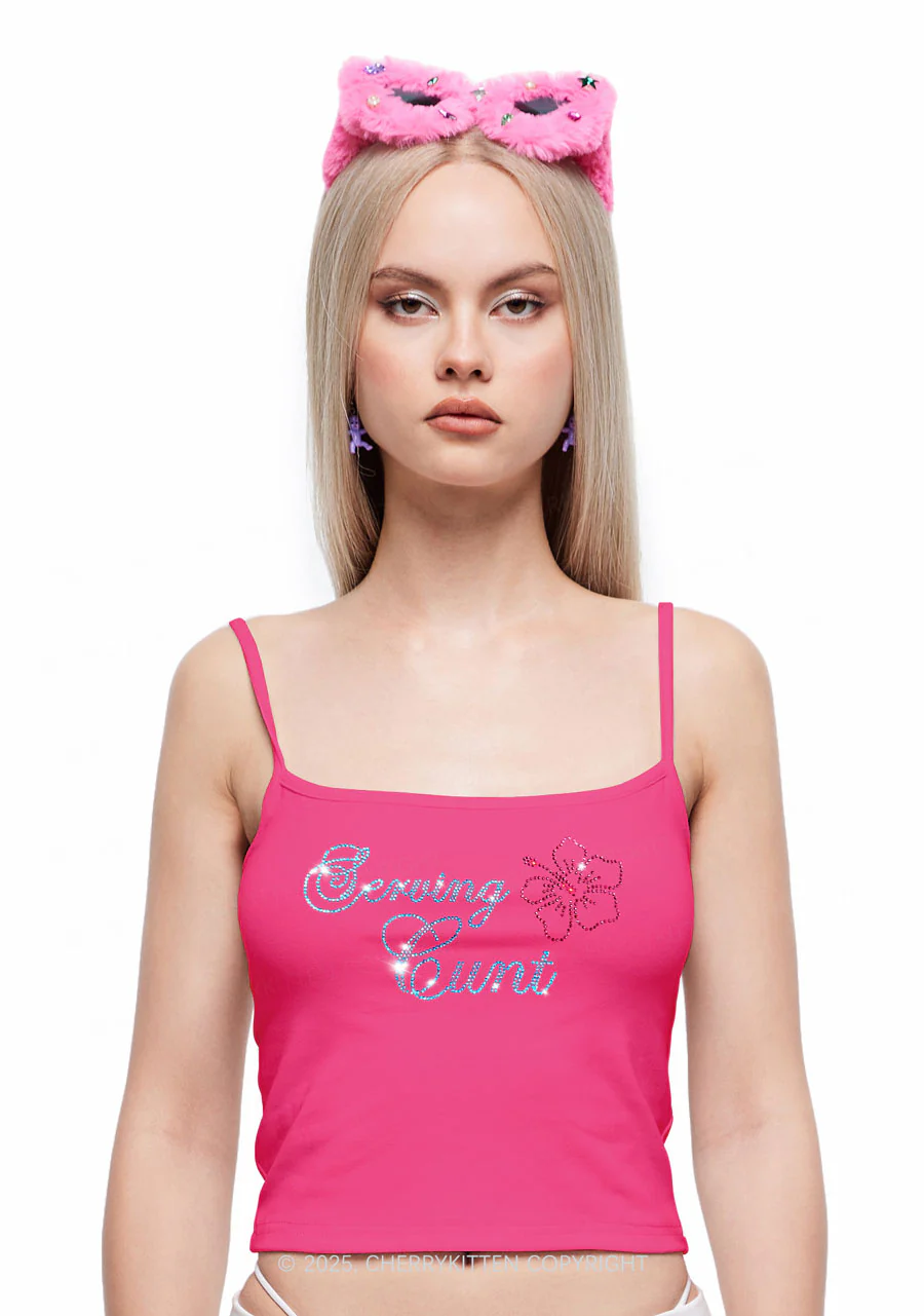 Rhinestone Serving Cxxt Y2K Spaghetti Strap Cami Cherrykitten - Image 2