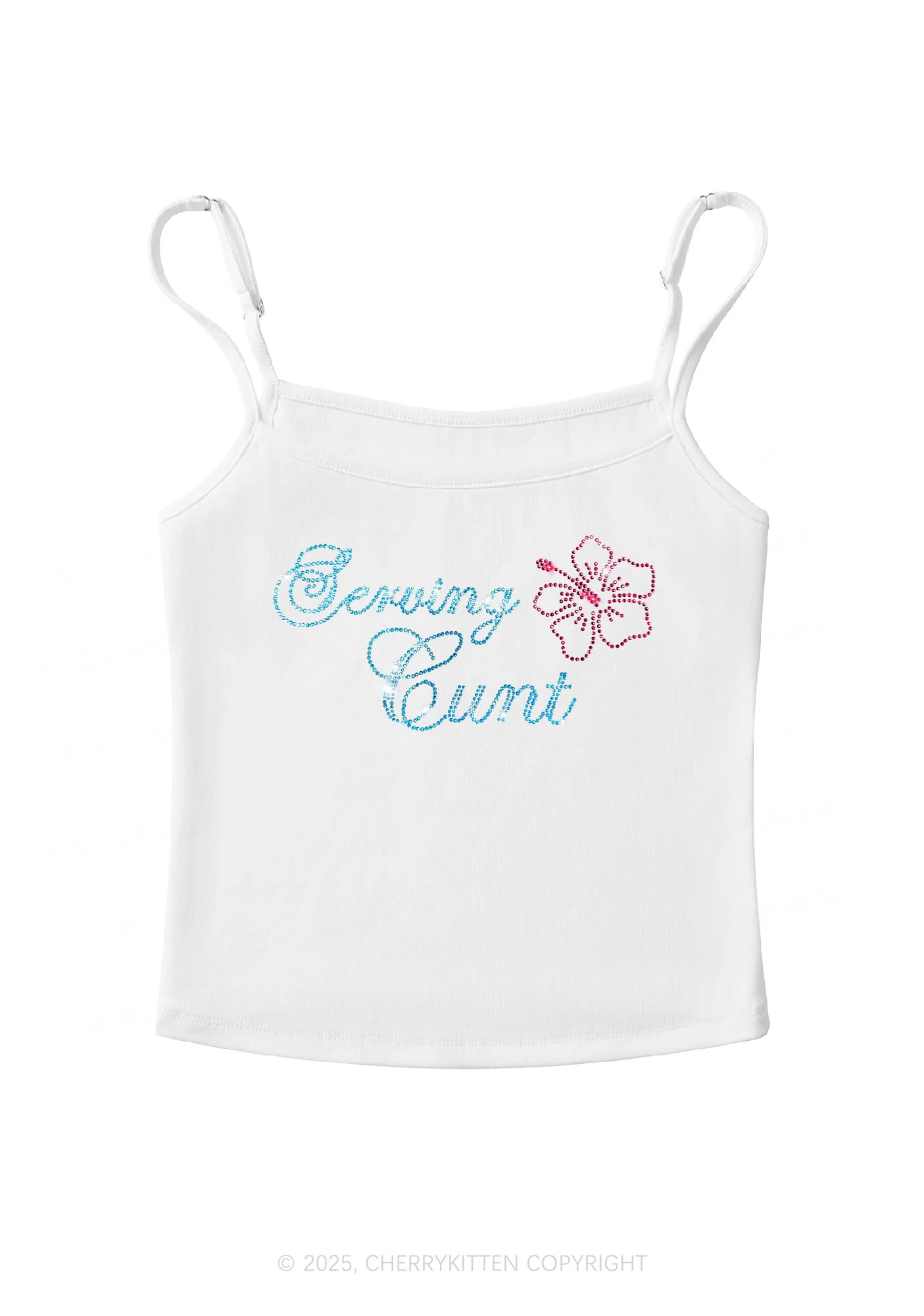 Rhinestone Serving Cxxt Y2K Spaghetti Strap Cami Cherrykitten - Image 3