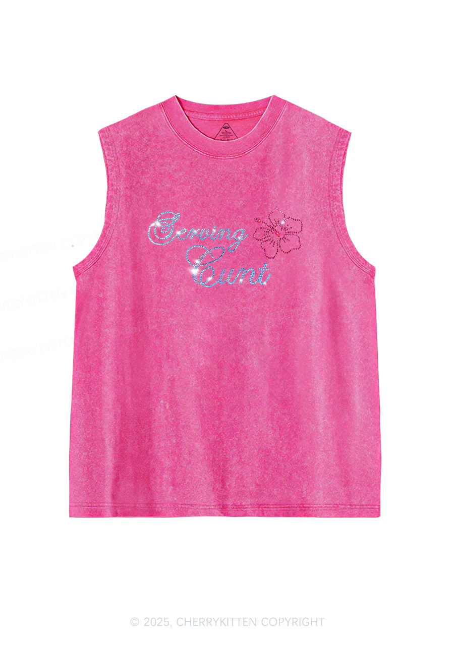 Rhinestone Serving Cxxt Y2K Washed Muscle Tank Cherrykitten - Image 6