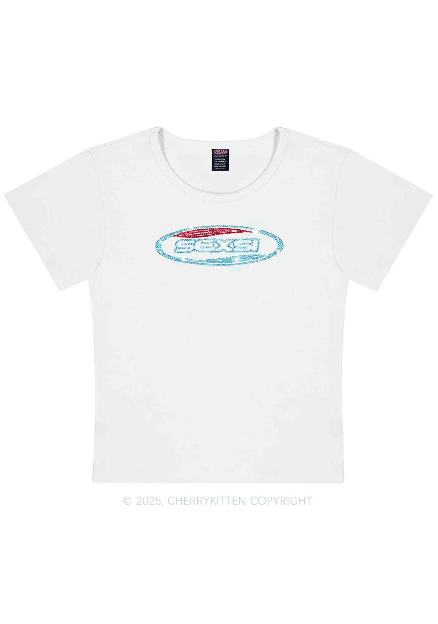 Rhinestone Sexsi Slogan Y2K Baby Tee Cherrykitten - Image 3