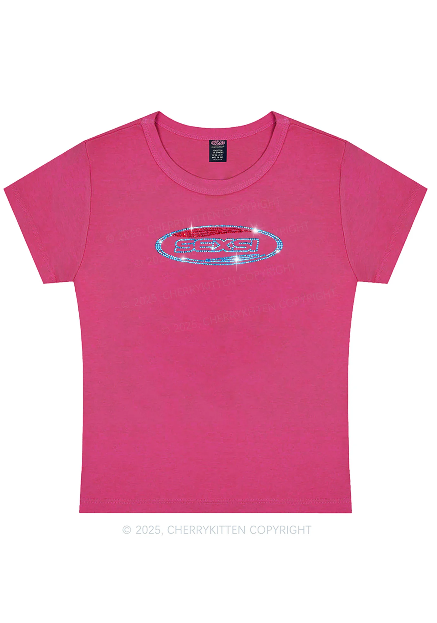 Rhinestone Sexsi Slogan Y2K Baby Tee Cherrykitten - Image 6