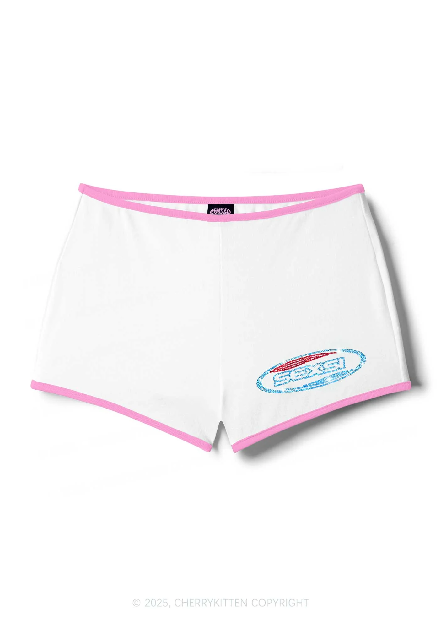 Rhinestone Sexsi Slogan Y2K Booty Shorts Cherrykitten - Image 3