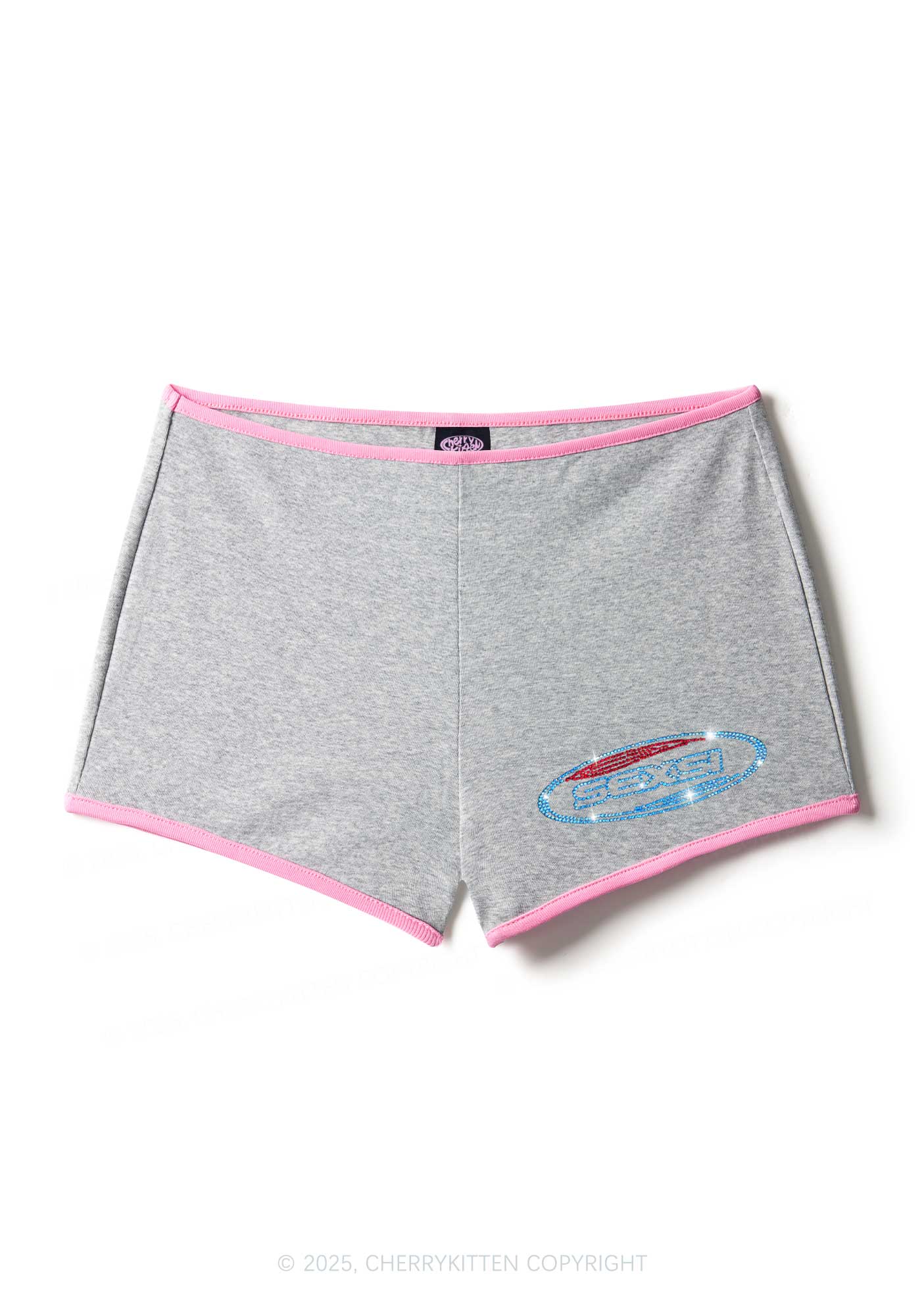 Rhinestone Sexsi Slogan Y2K Booty Shorts Cherrykitten - Image 5