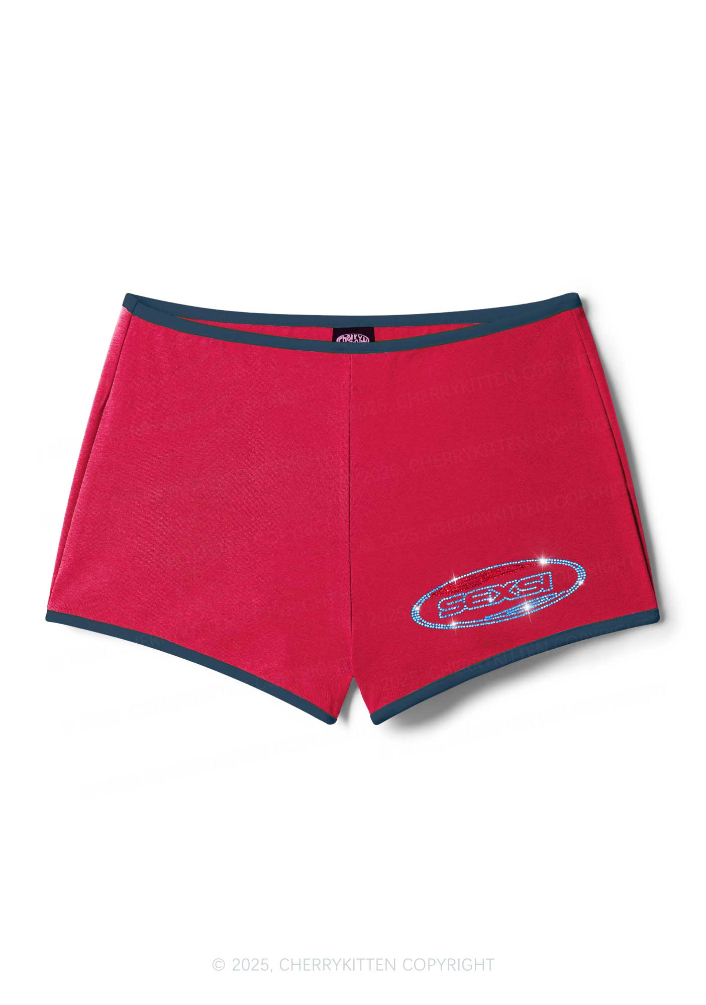 Rhinestone Sexsi Slogan Y2K Booty Shorts Cherrykitten - Image 9