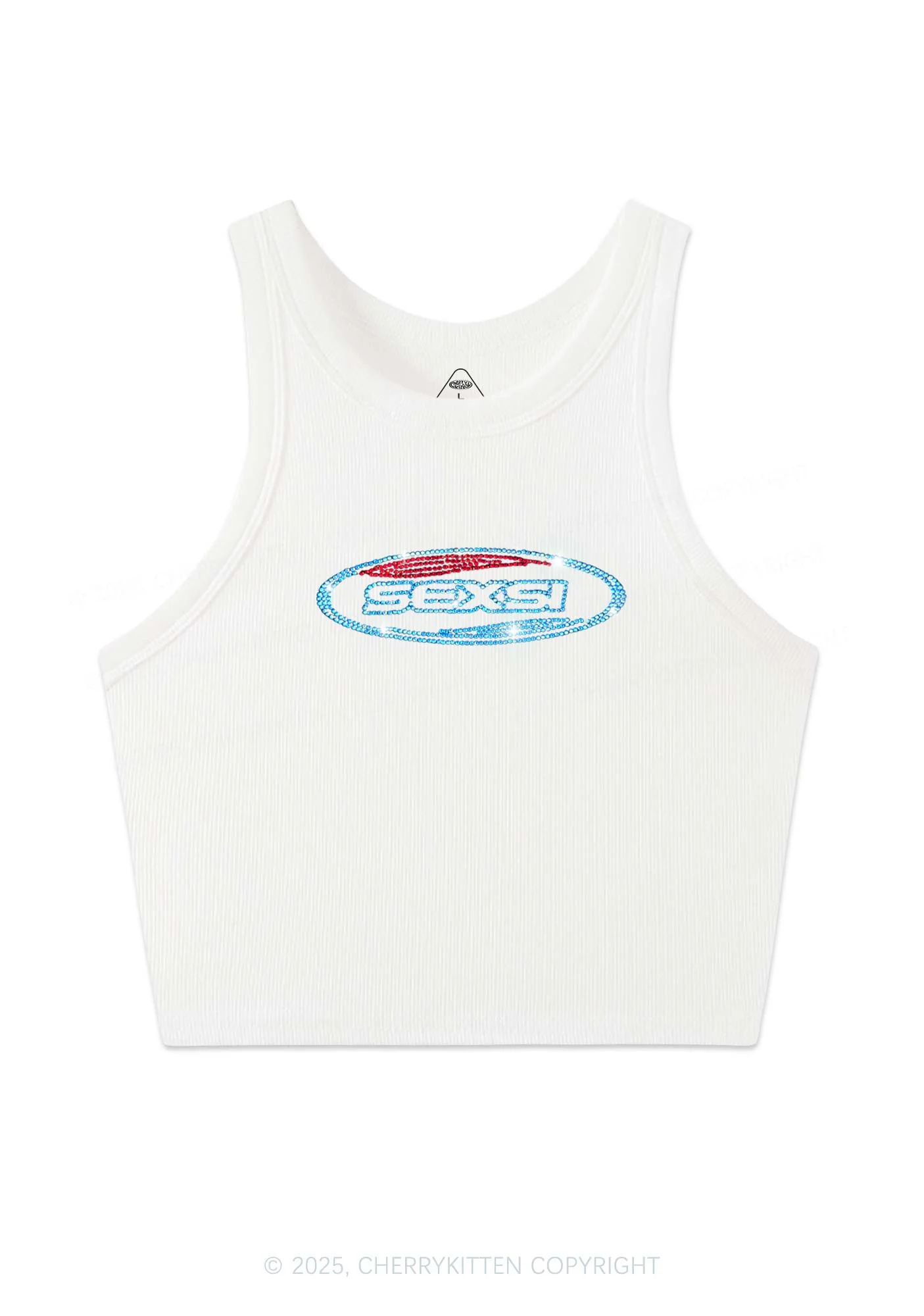 Rhinestone Sexsi Slogan Y2K Crop Tank Top Cherrykitten - Image 3