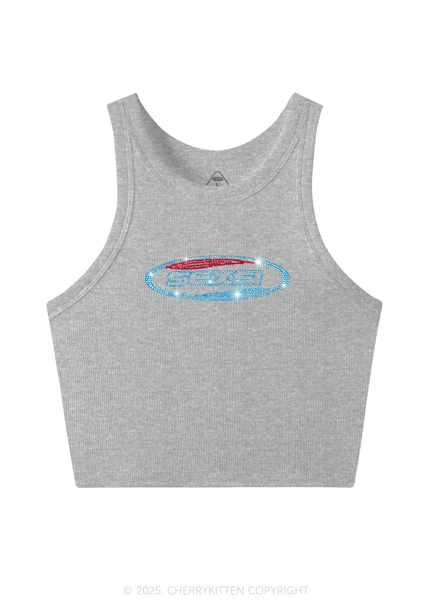Rhinestone Sexsi Slogan Y2K Crop Tank Top Cherrykitten - Image 4