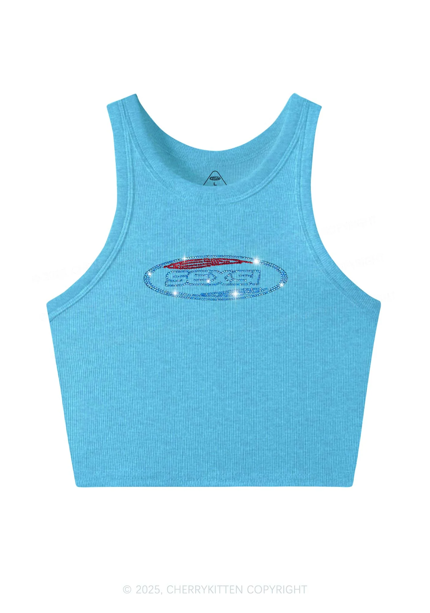 Rhinestone Sexsi Slogan Y2K Crop Tank Top Cherrykitten - Image 6