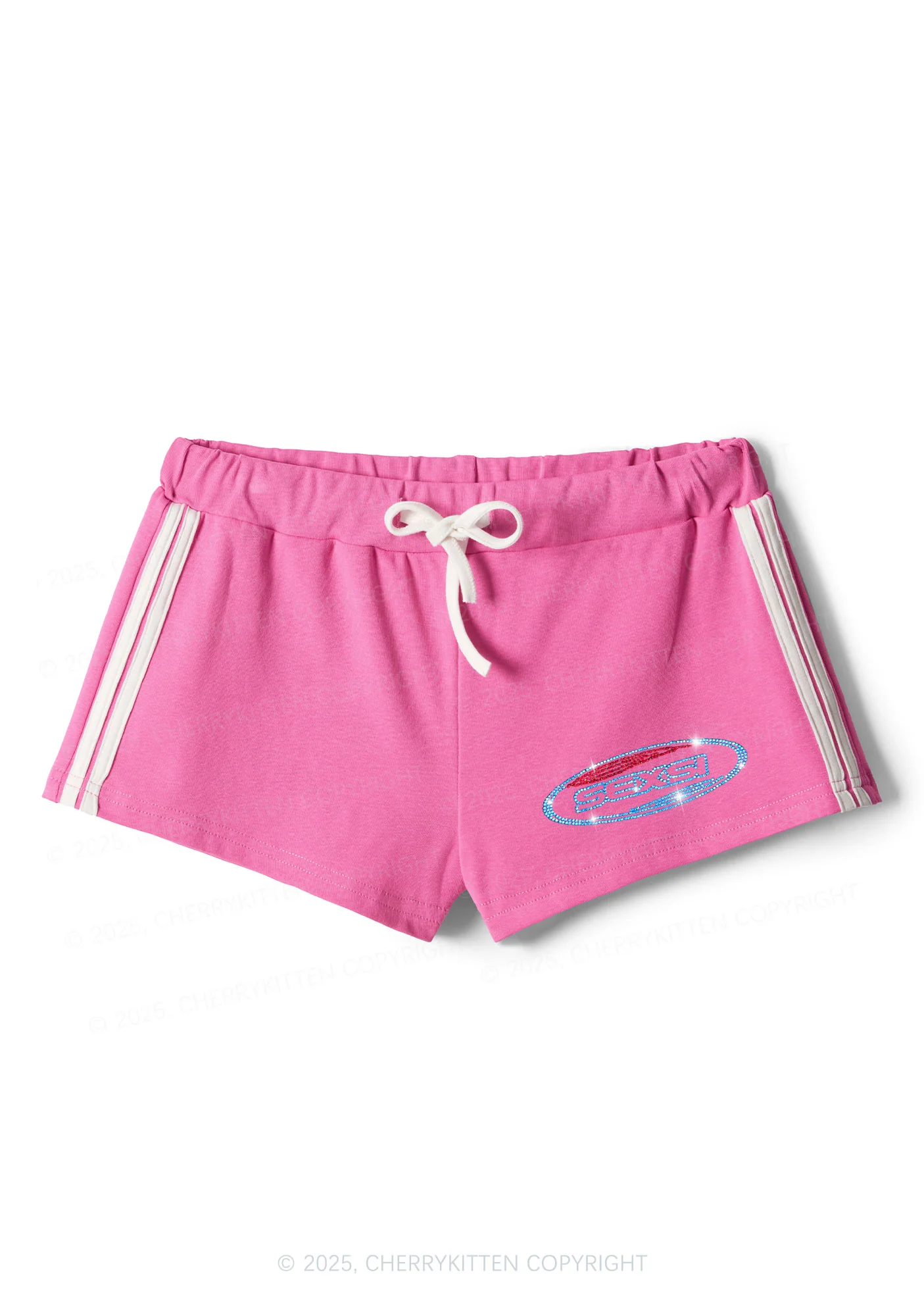 Rhinestone Sexsi Slogan Y2K Drawstring Mini Shorts Cherrykitten - Image 3