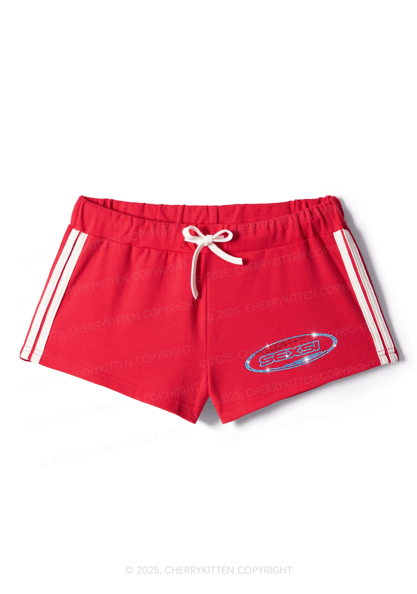 Rhinestone Sexsi Slogan Y2K Drawstring Mini Shorts Cherrykitten - Image 4